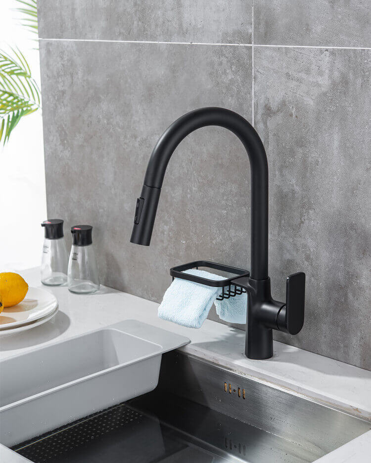 Homelody 360 ° Drehung Wasserhahn Küche ausziehbar Küchenarmatur mit Brause Edelstahl Mischbatterie und Lagerregale