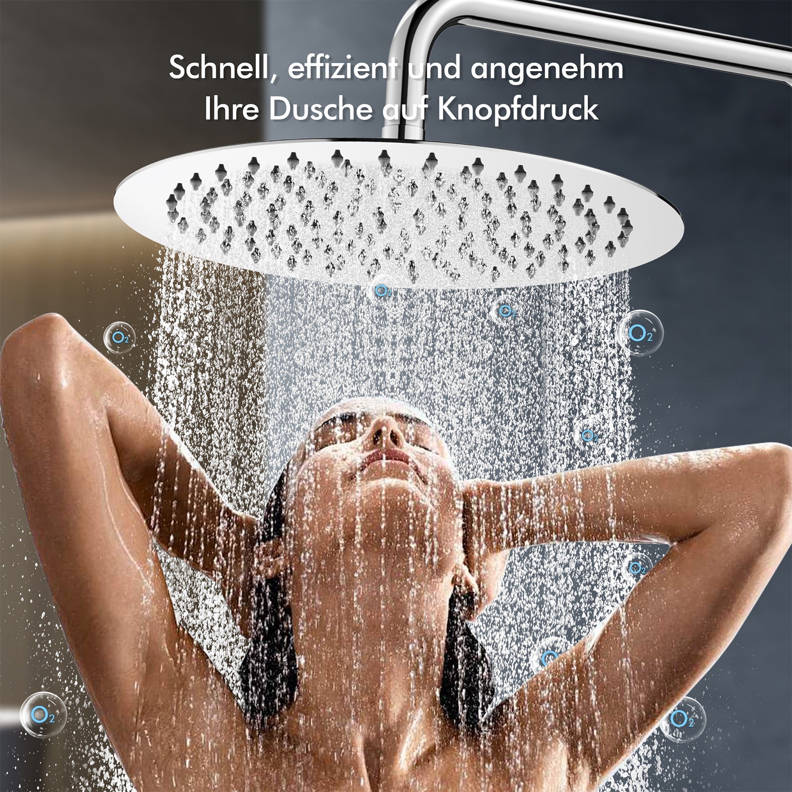 Homelody Duschsystem mit Thermostat, Ablage und Handbrause, 12" Regendusche