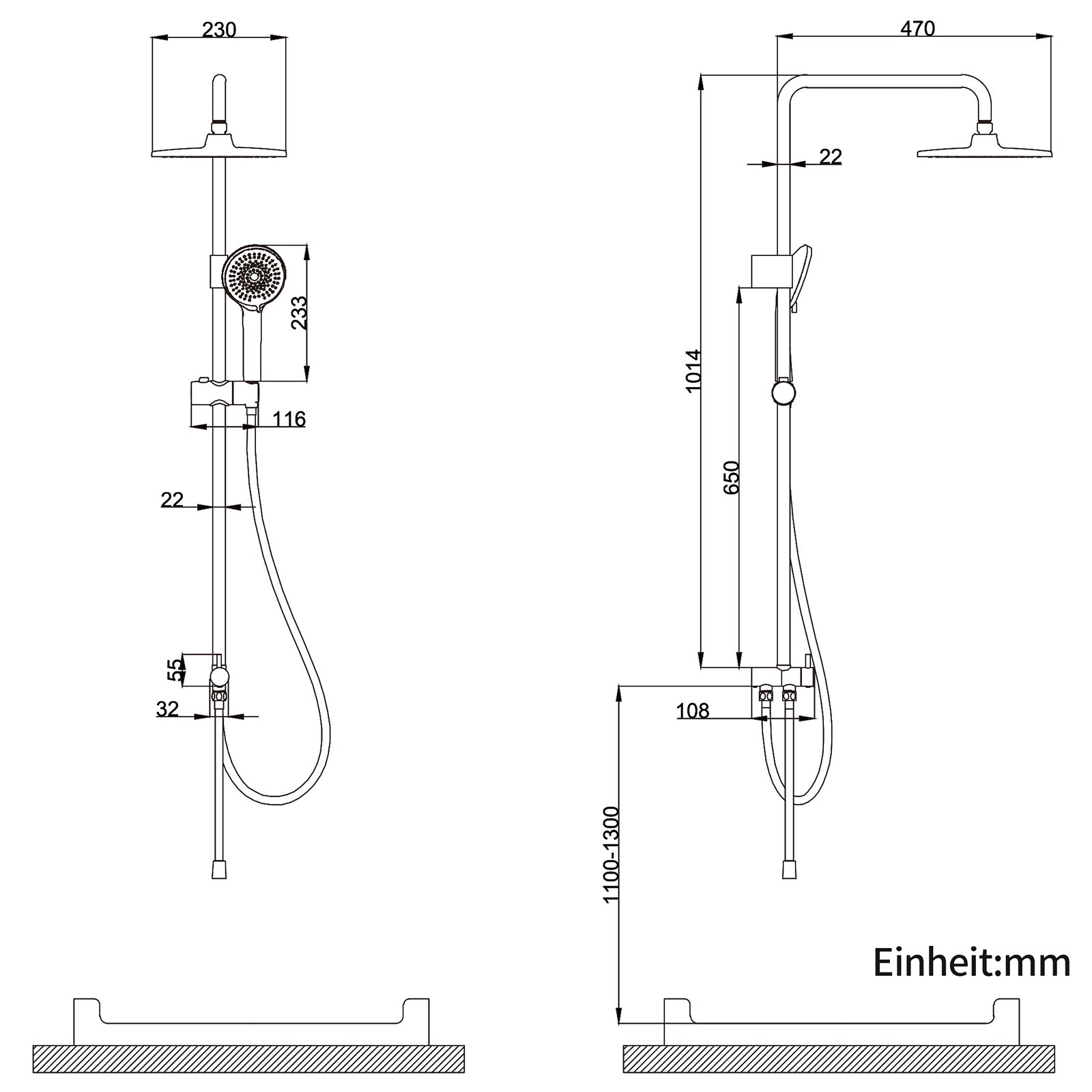 Homelody Duschsystem Abnehmbares Duschsystem mit Wasserfall Badzubehör Duschzubehör