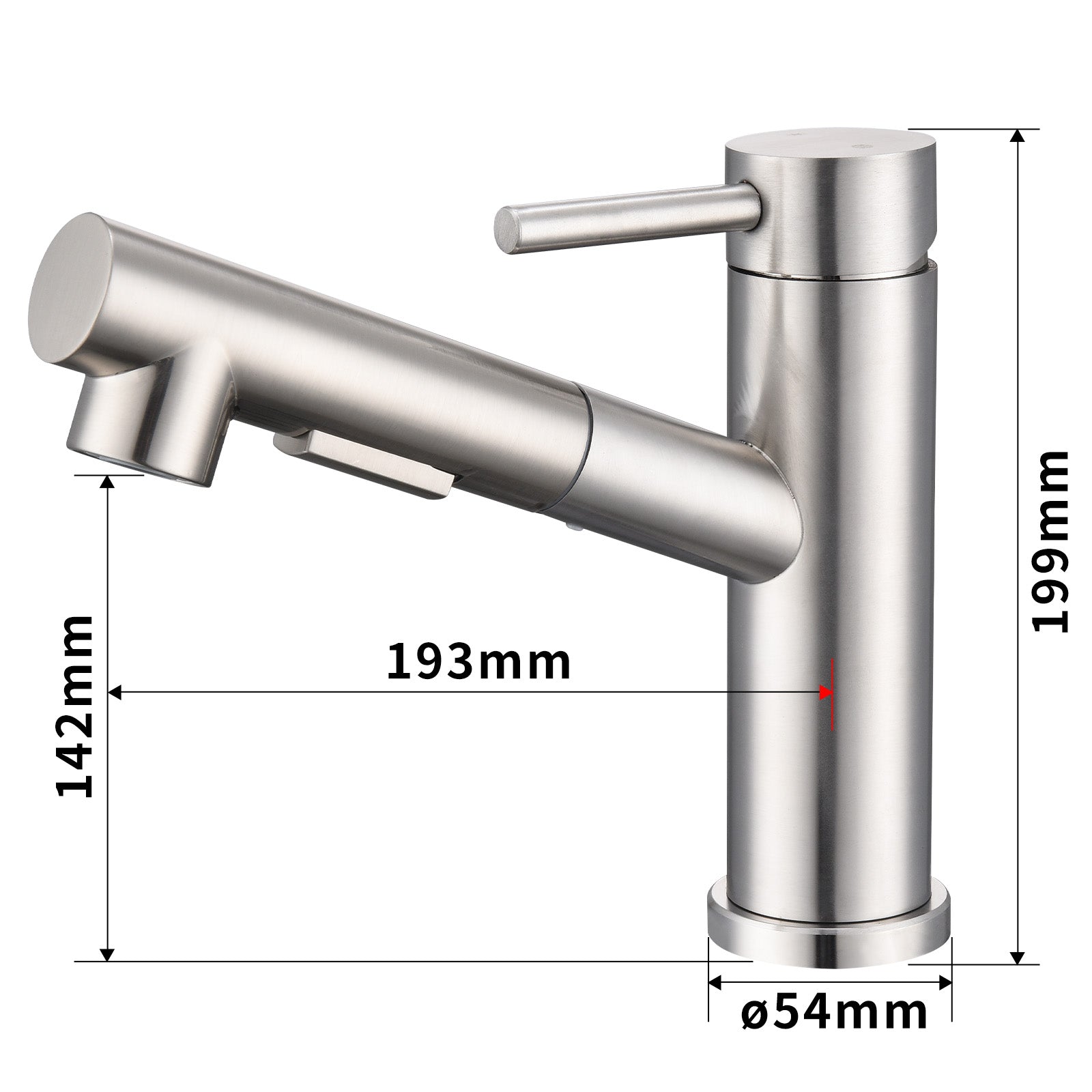 HOMELODY Wasserhahn Küche/Bad Gebürsteter Oberfläche Ausziehbar, Küchenarmatur mit Brause Zwei Wasserstrahlarten