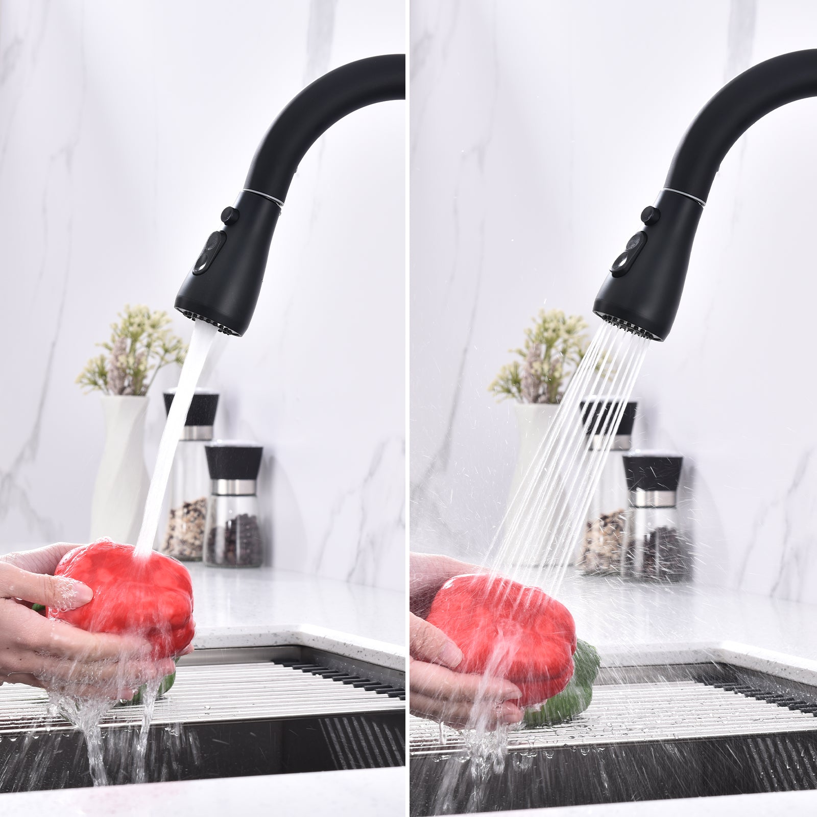 Homelody Hochdruck Einhand-Spültischbatterie Mischbatterie mit 3 Modus