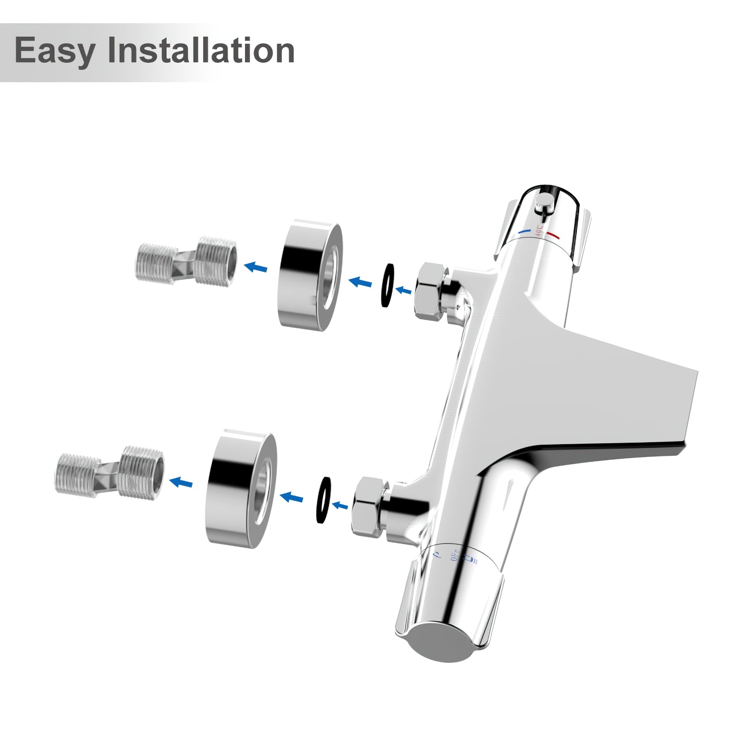 HOMELODY Duschsystem 3 Funktion Thermostat Duschsystem Regendusche mit Duscharmatur, quadratischem Duschkopf