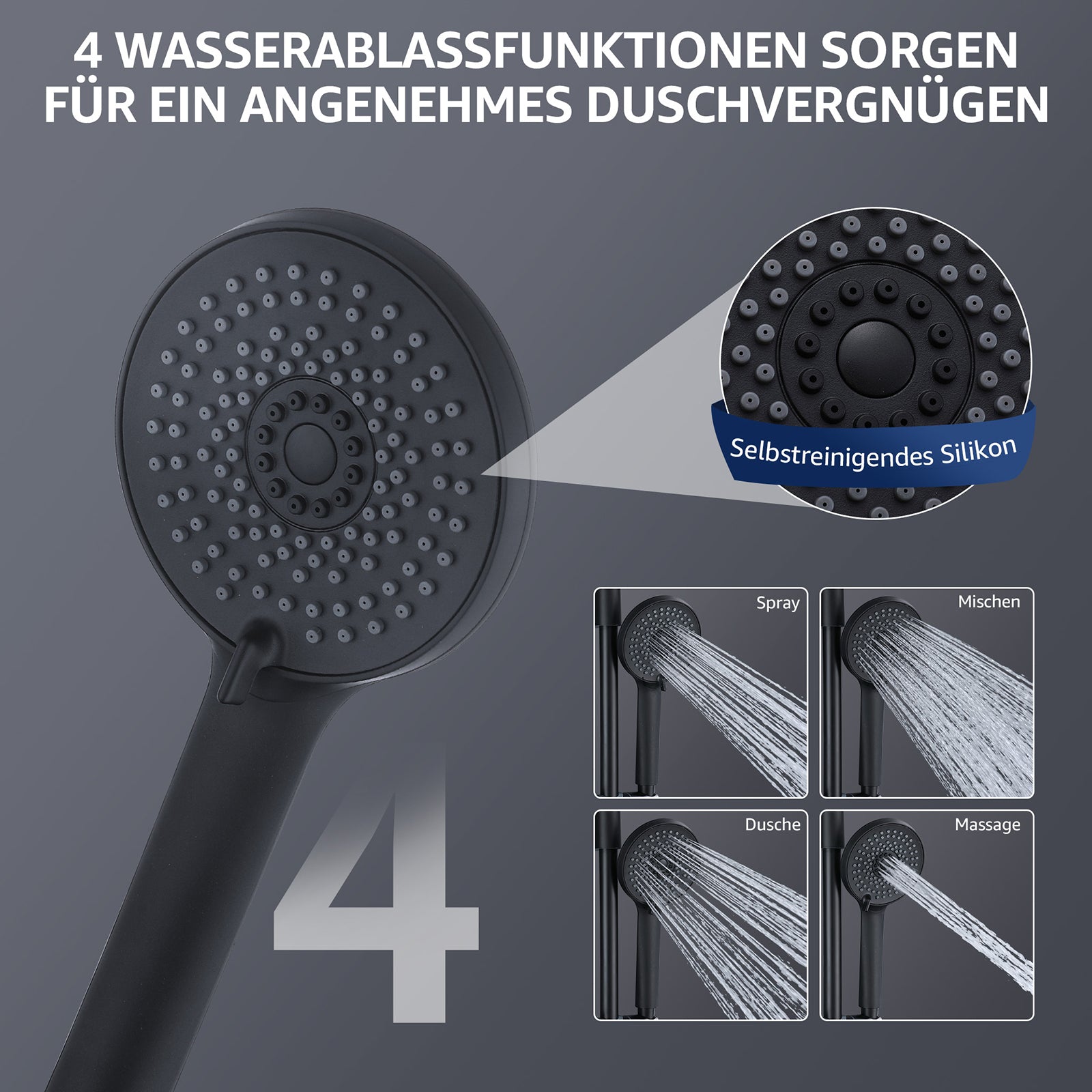 Homelody Duschsystem Abnehmbares Duschsystem mit Wasserfall Badzubehör Duschzubehör