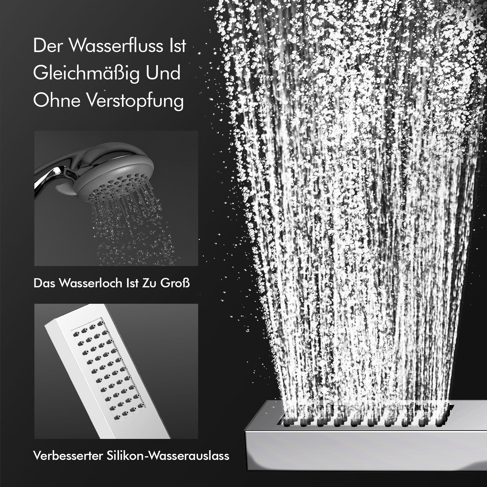 HOMELODY Duschsystem mit Thermostat Regendusche mit Armatur Chrom Eckig Duschset Messing Kopfbrause Edelstahl 30x30CM