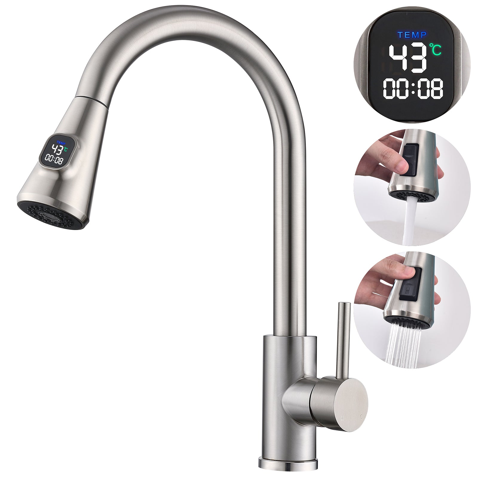 Homelody Wasserhahn Küche mit 2 Strahlarten, 360° drehbar Küchenarmatur