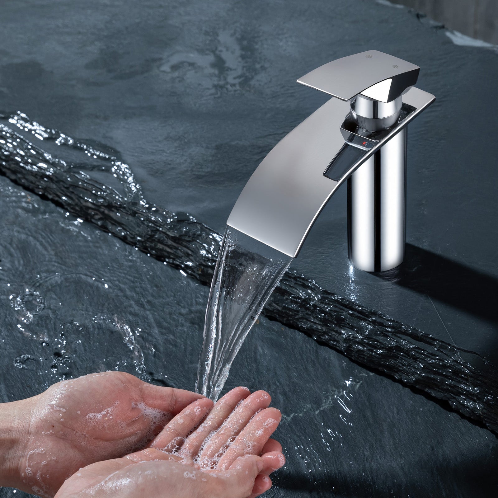 Homelody Waschtischarmatur Wasserfall Wasserhahn Waschbeckenarmatur Einhand Badarmatur