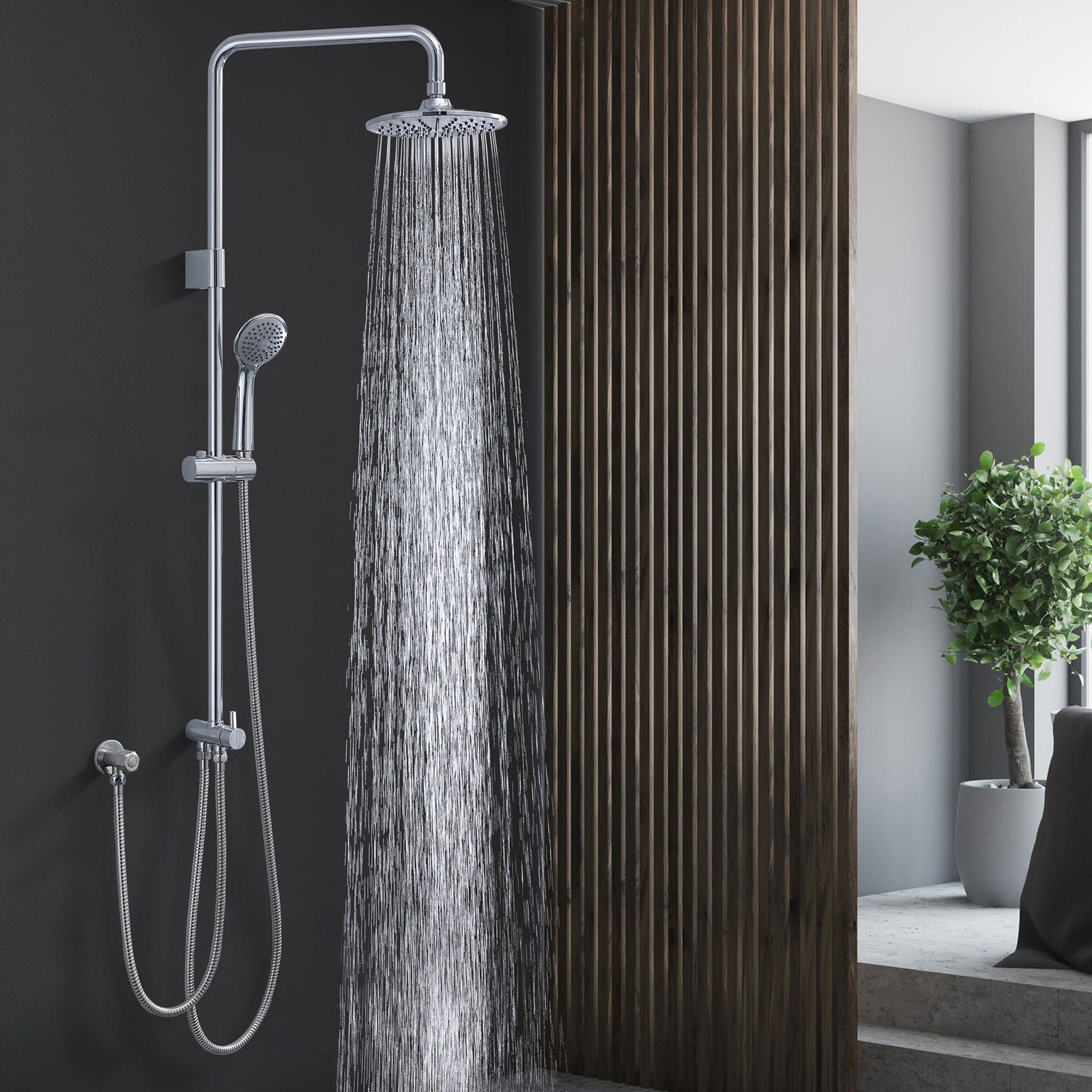 Homelody Duschsystem Abnehmbares Duschsystem mit Wasserfall Badzubehör Duschzubehör
