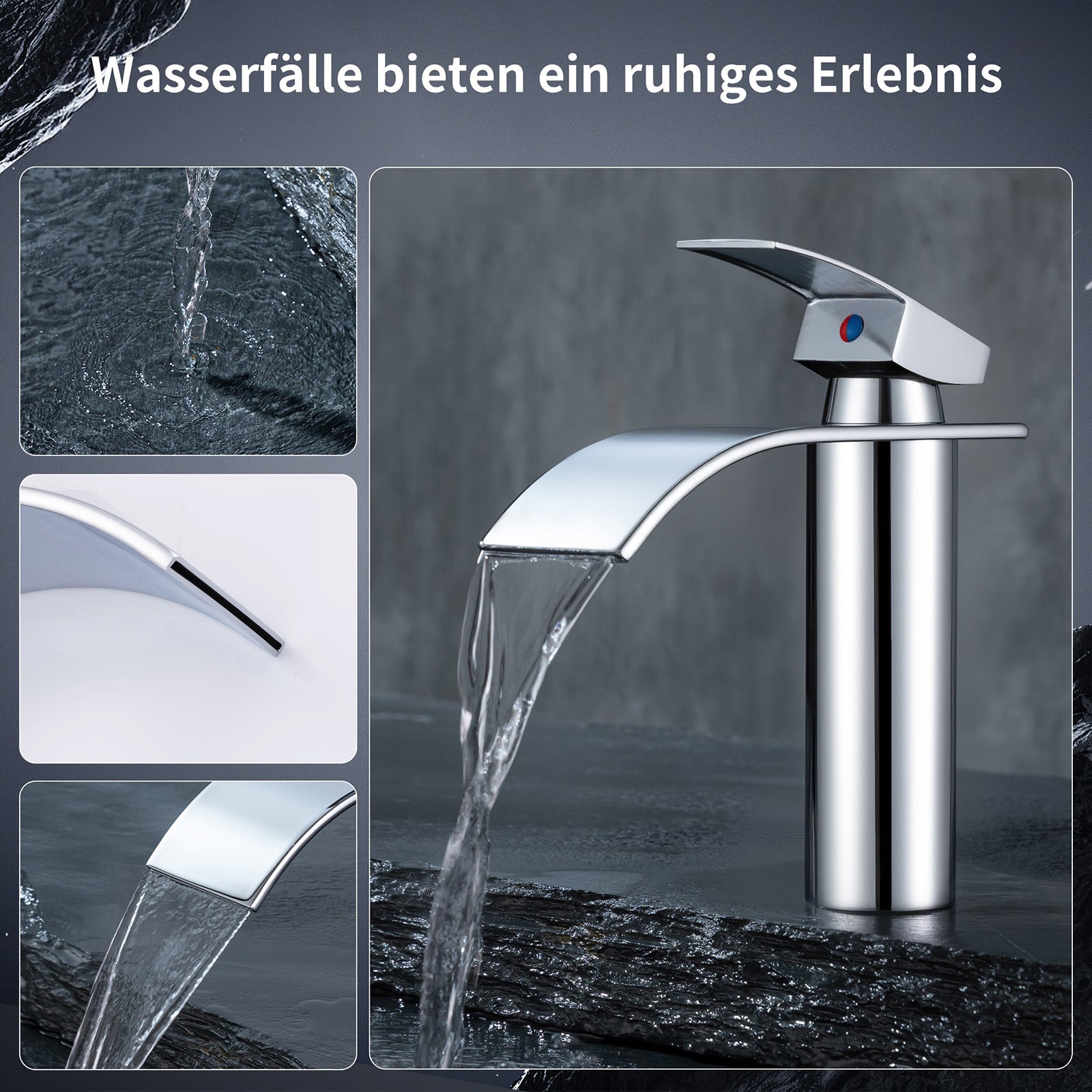 Homelody Waschtischarmatur Wasserfall Wasserhahn Waschbeckenarmatur Einhand Badarmatur