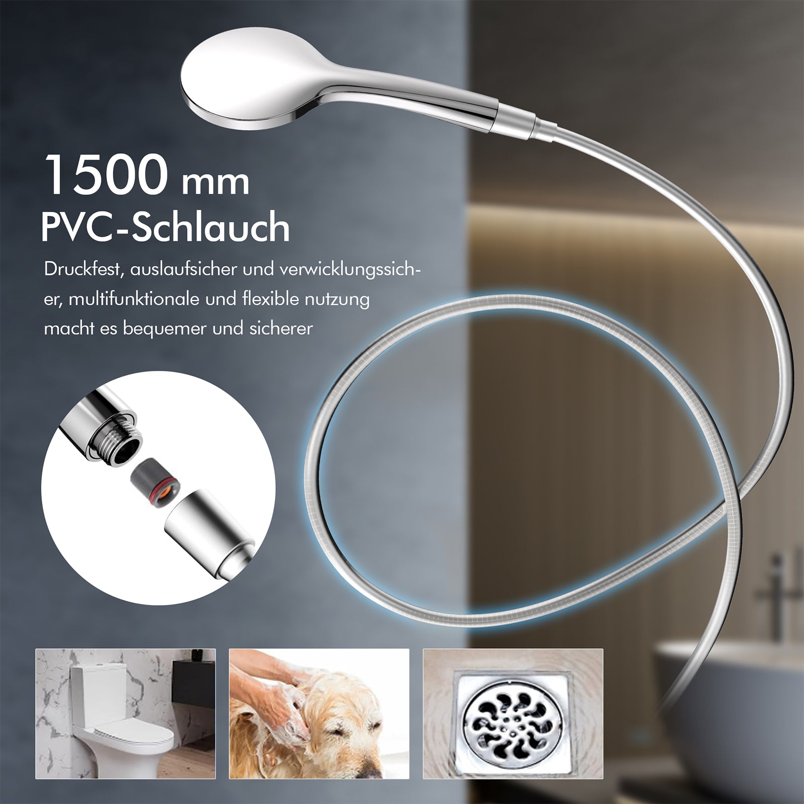 Homelody Duschsystem mit Thermostat, Ablage und Handbrause, 12" Regendusche