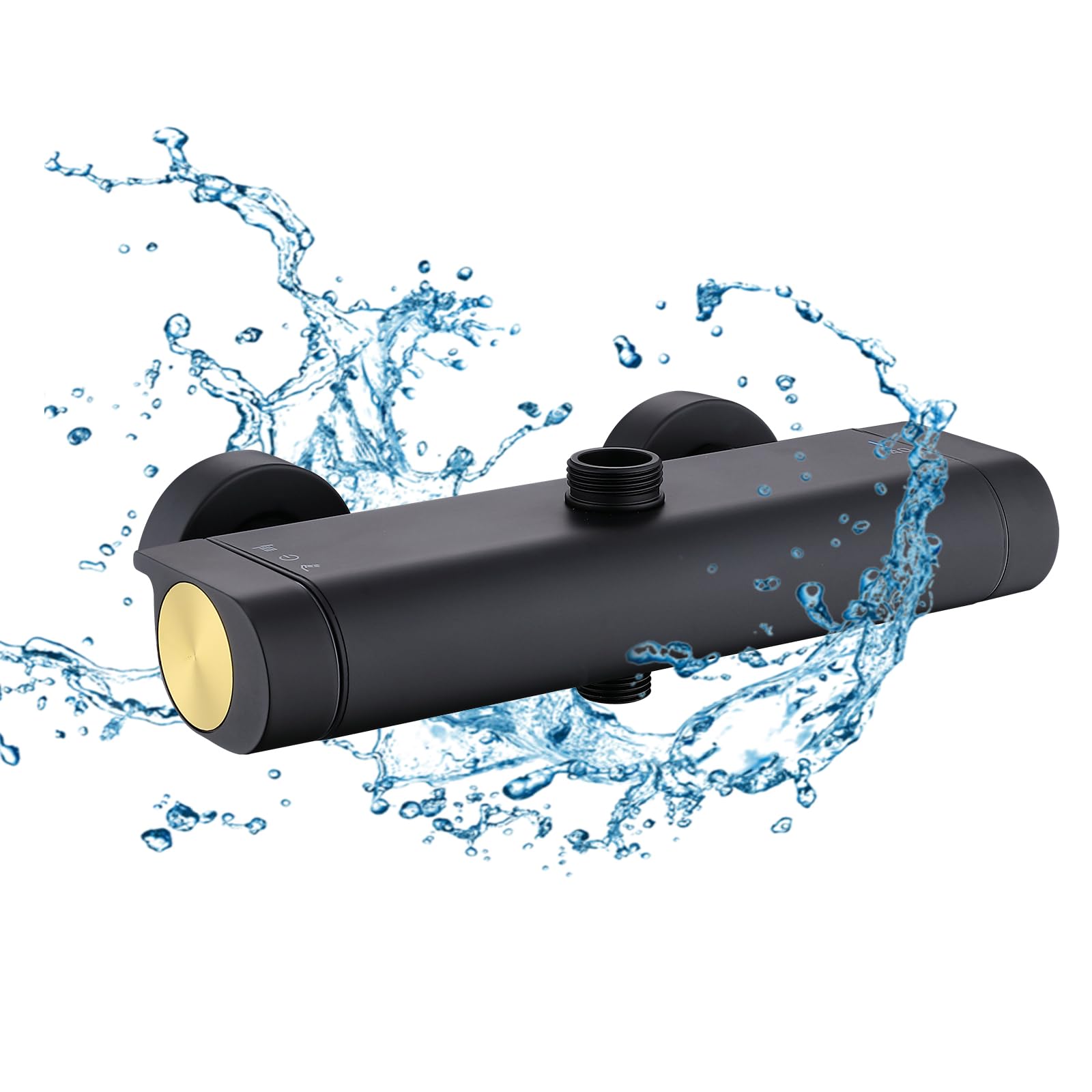 HOMELODY Duscharmatur Schwarz mit Thermostat Duschthermostat Mischbatterie mit 40℃ Einhebelmischer Badewannenarmatur Thermostat