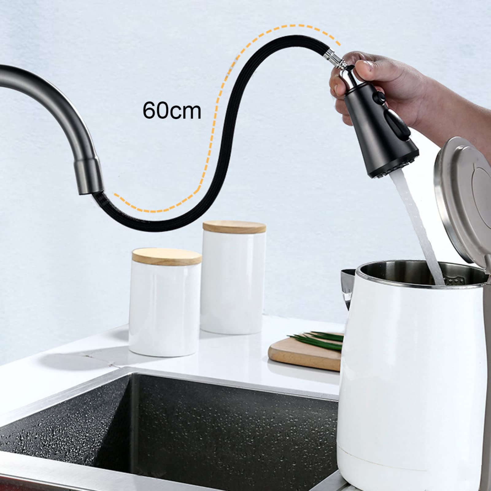 Homelody 360° drehbar Mischbatterie Küche ausziehbar messing Spültischarmatur mit brause mit 3-Funktions-Sprüher