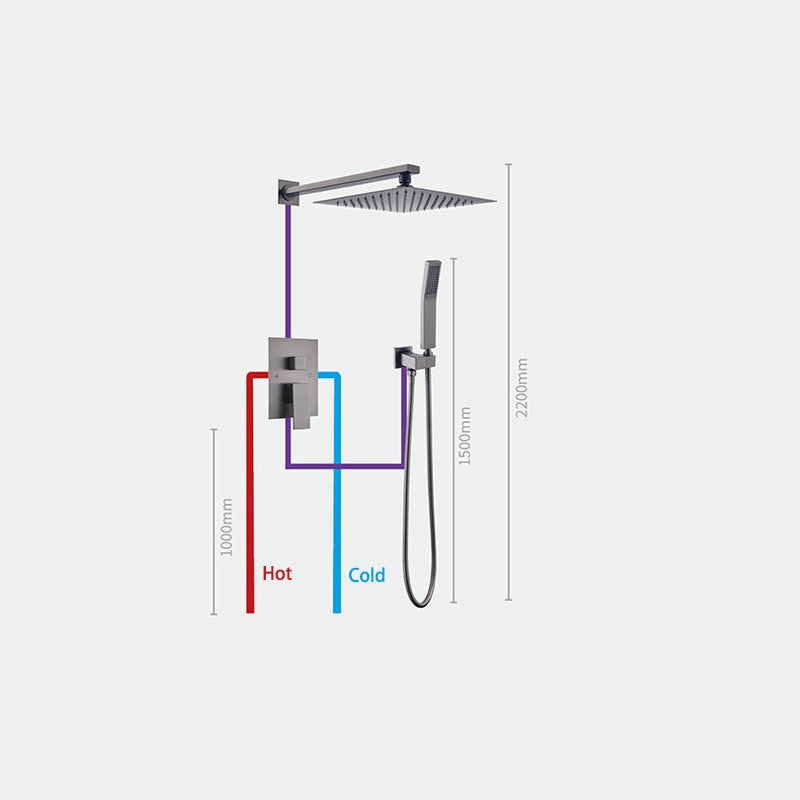 Homelody Unterputz-Duschsystem Messing Dusche quadratisch Duschzubehör Duschset mit 180° drehbar Wasserfall Badewannenarmatur