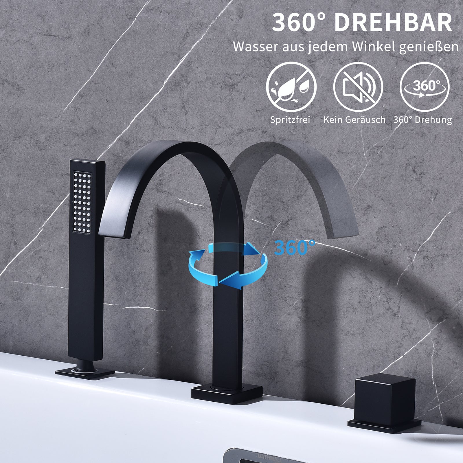 Homelody Badarmatur Präzise Temperatursteuerung und Flexibler Edelstahl-Schlauch