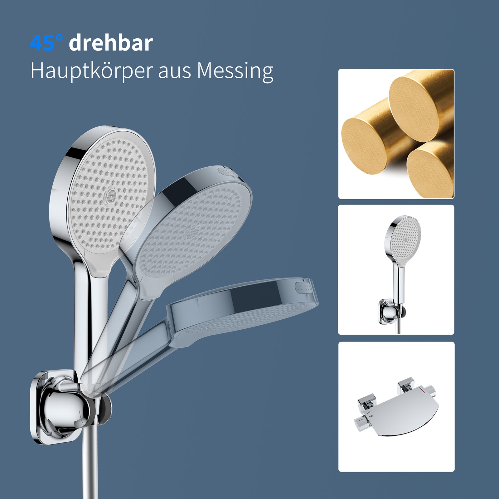 HOMELODY Wasserfall-Badewannen-Mischbatterie mit 4-Funktions-Handbrause