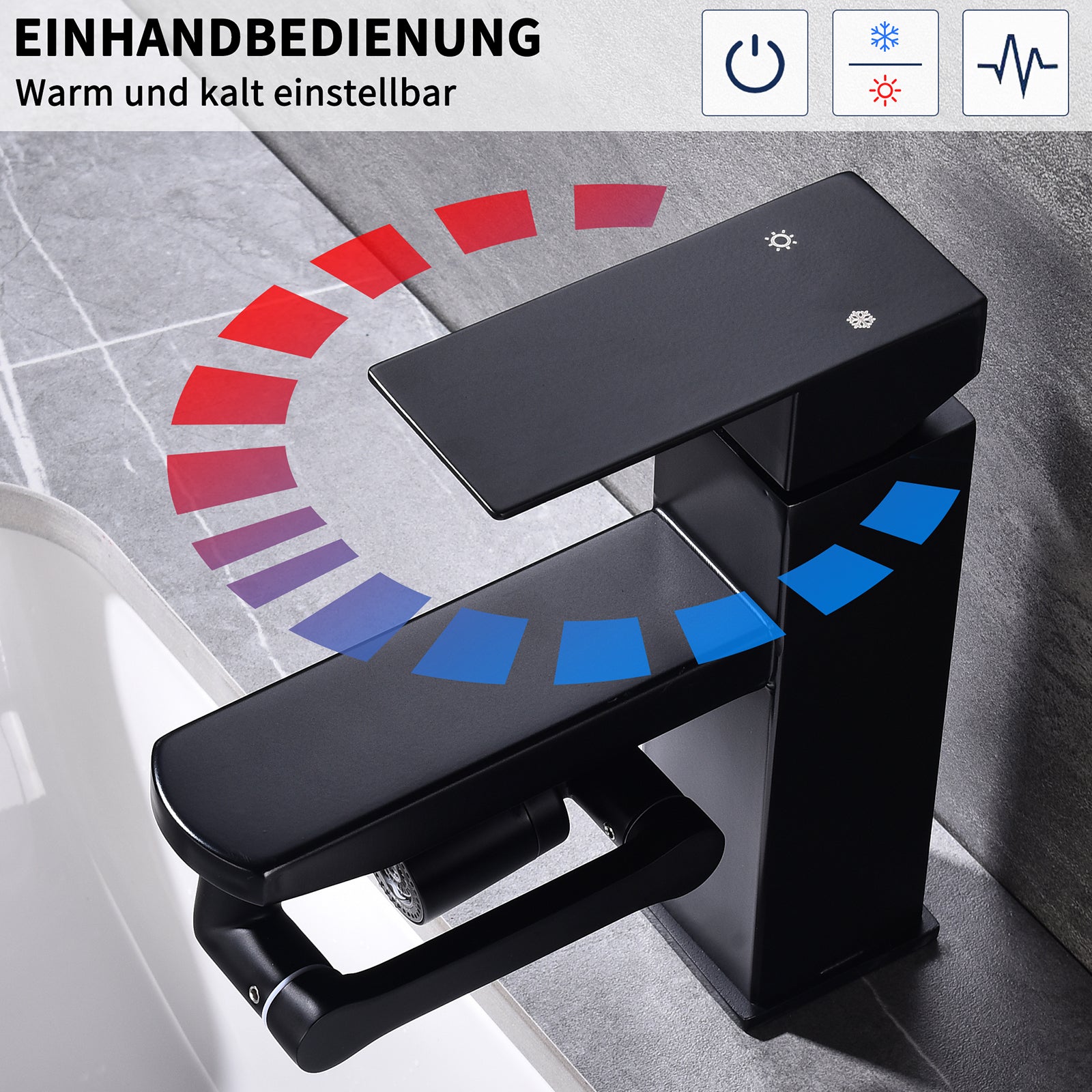 Homelody Waschtischarmatur Wasserhahn Badarmatur mit schwenkbarem Luftsprudler Aufsatz