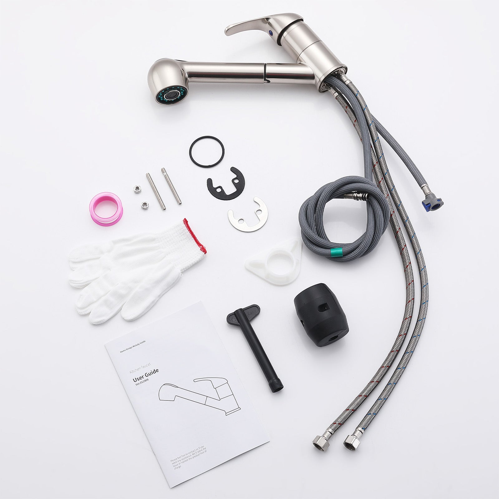 Homelody 120° drehbar Armatur Küche Wasserhahn mit 2 Strahlarten ausziehbare Brause Gebürsteter Chrom Spültischarmatur