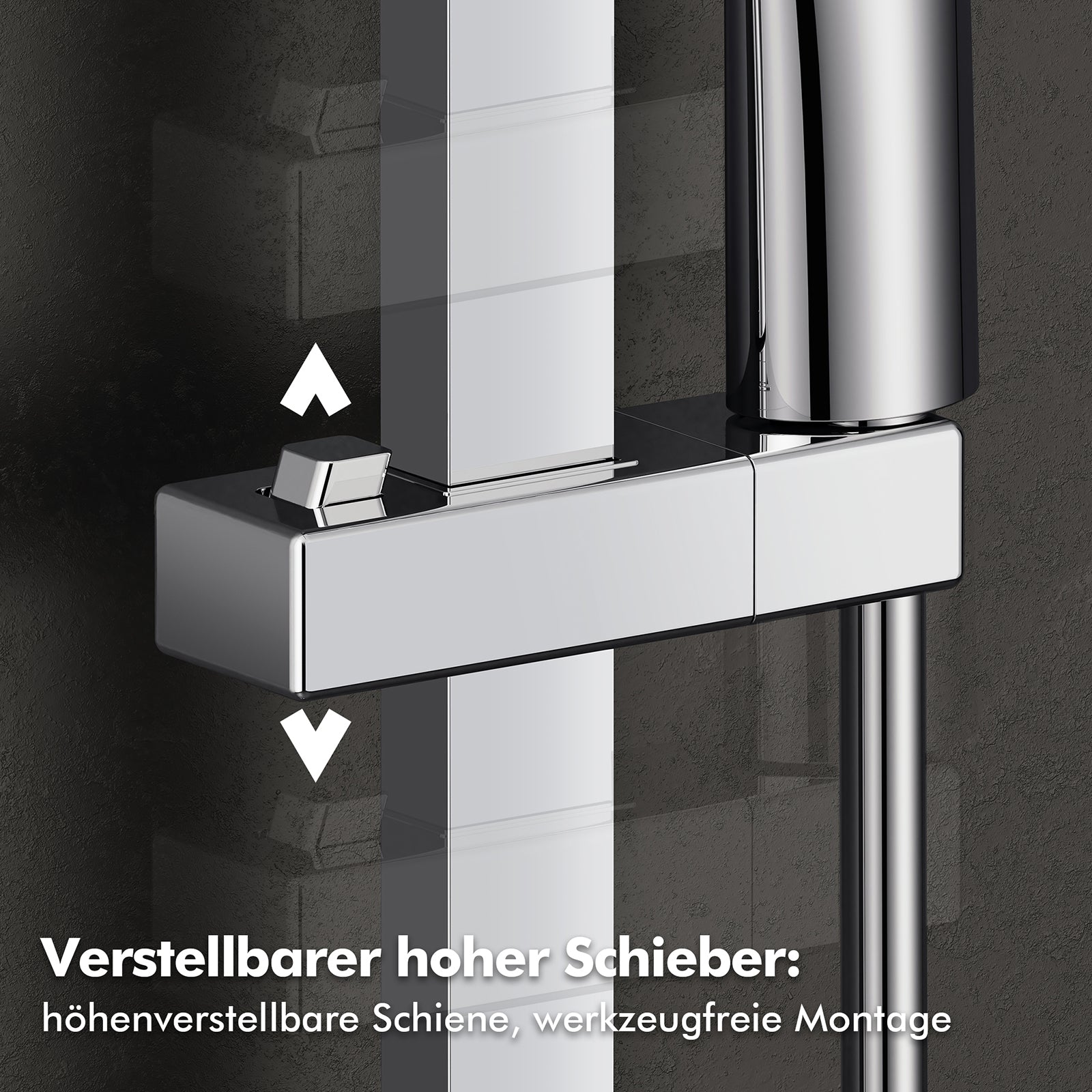 HOMELODY Duschsystem 3 Funktion Thermostat Duschsystem Regendusche mit Duscharmatur, quadratischem Duschkopf