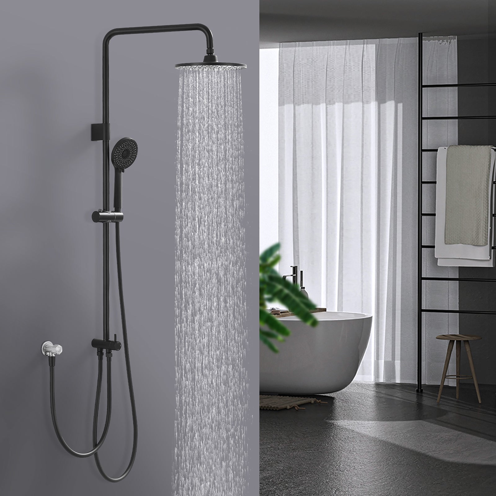 Homelody Duschsystem Abnehmbares Duschsystem mit Wasserfall Badzubehör Duschzubehör