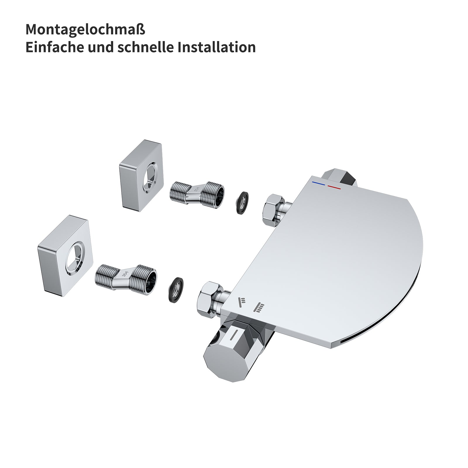 HOMELODY Wasserfall-Badewannen-Mischbatterie mit 4-Funktions-Handbrause