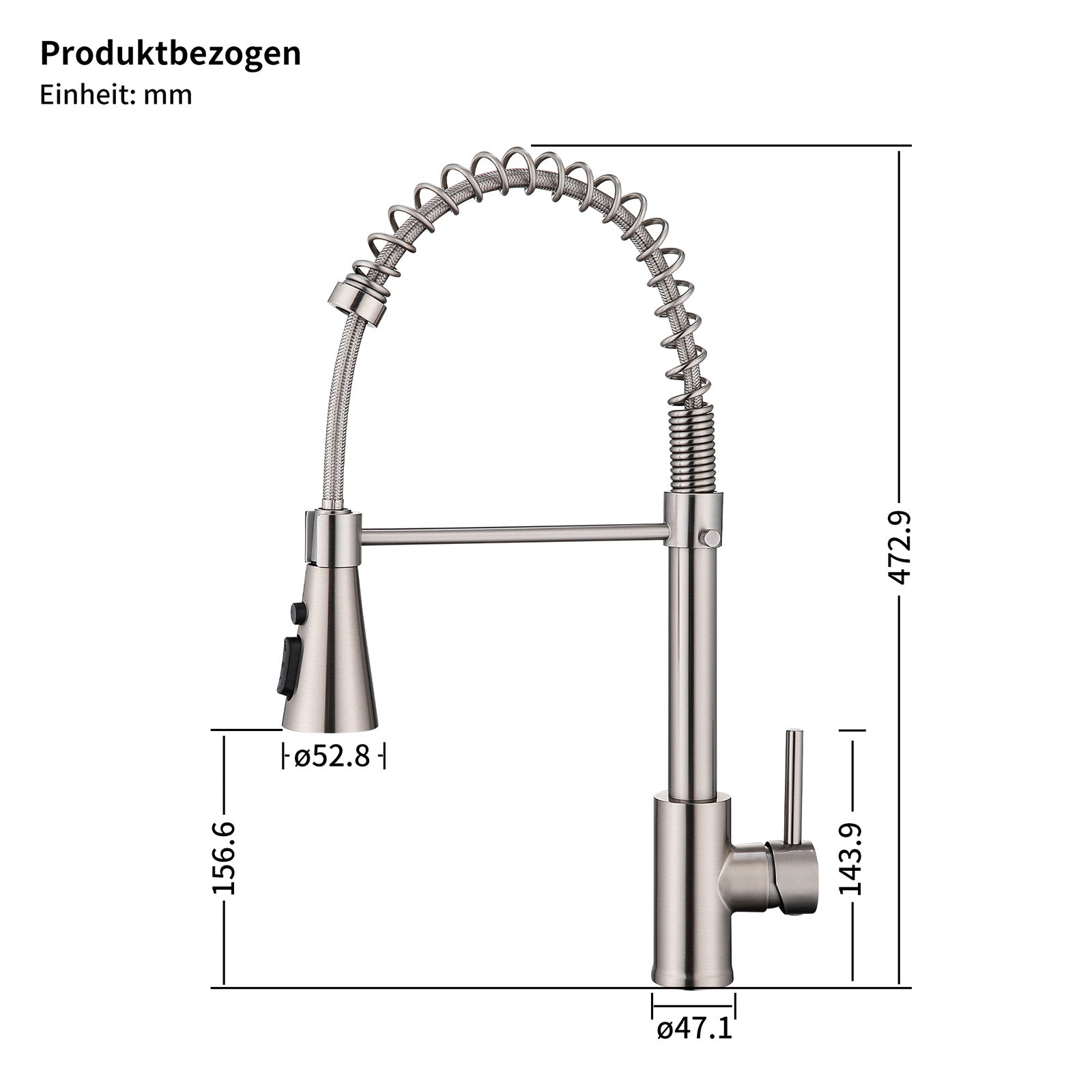Homelody kuechenarmaturen mit Spiralfeder Verchromt – 360° schwenkbar, 4-Funktionsbrause