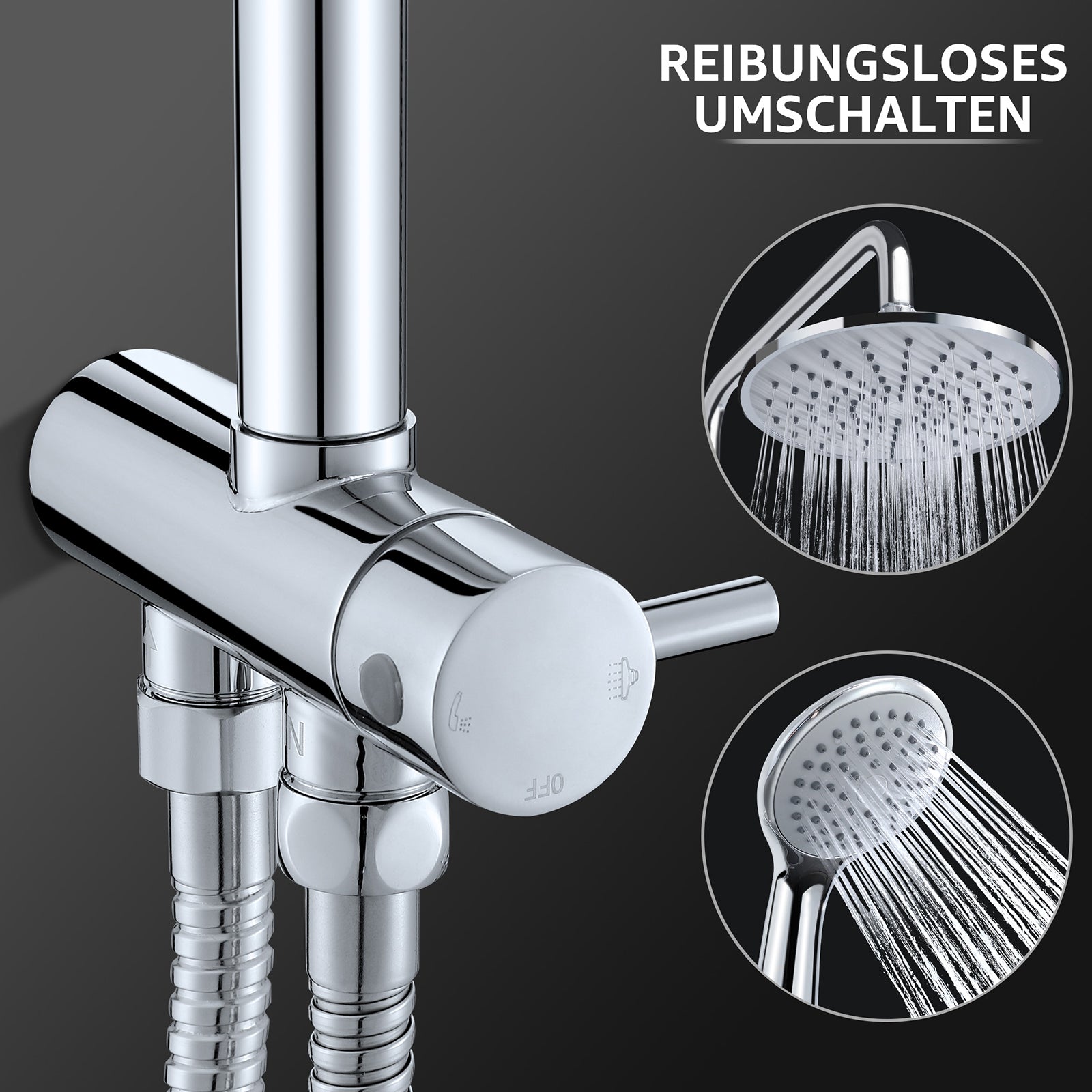 Homelody Duschsystem Abnehmbares Duschsystem mit Wasserfall Badzubehör Duschzubehör