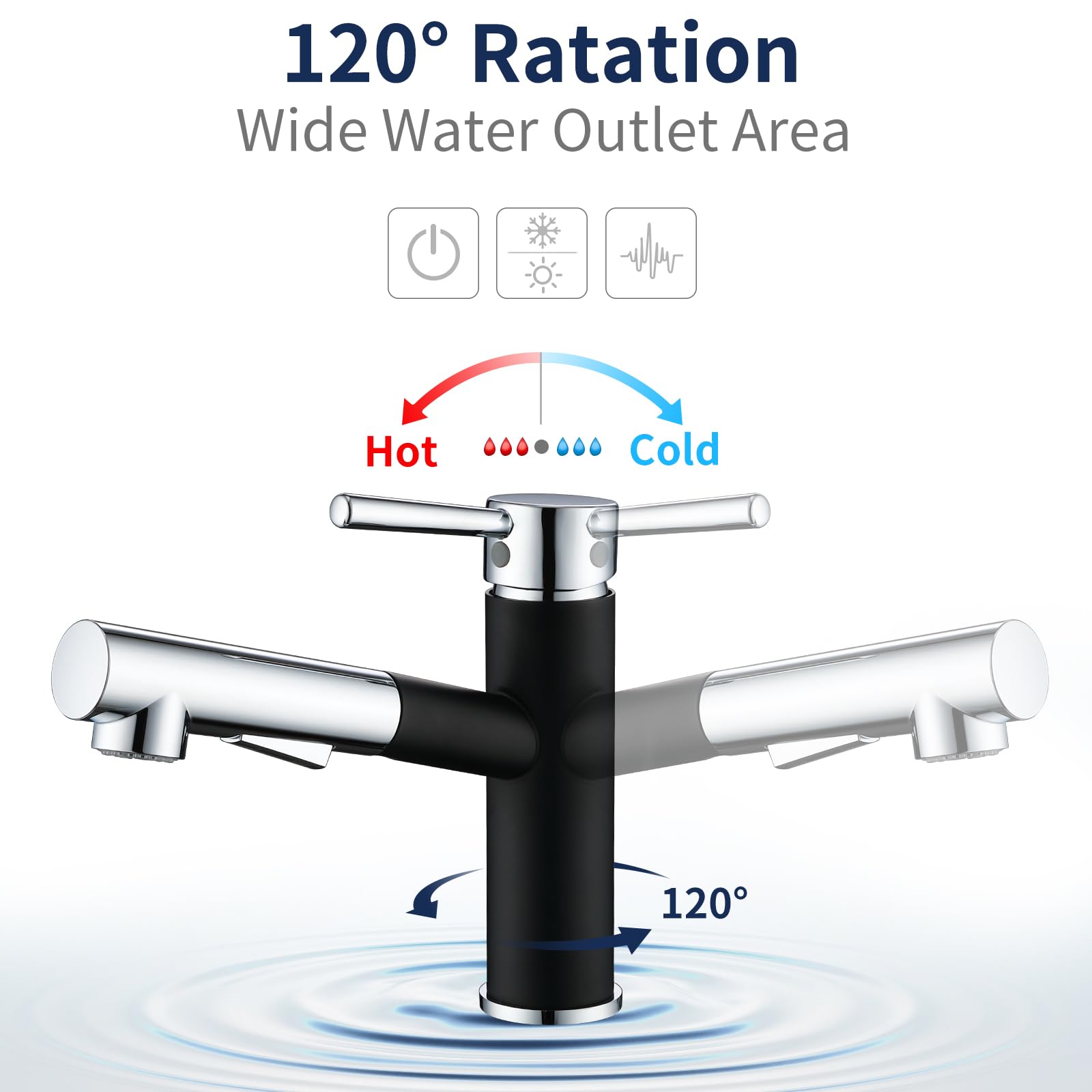 HOMELODY Wasserhahn Küche/Bad Schwarz Ausziehbar, Armatur Küche 120° Schwenkbar Einhebel Spültischarmatur Küche