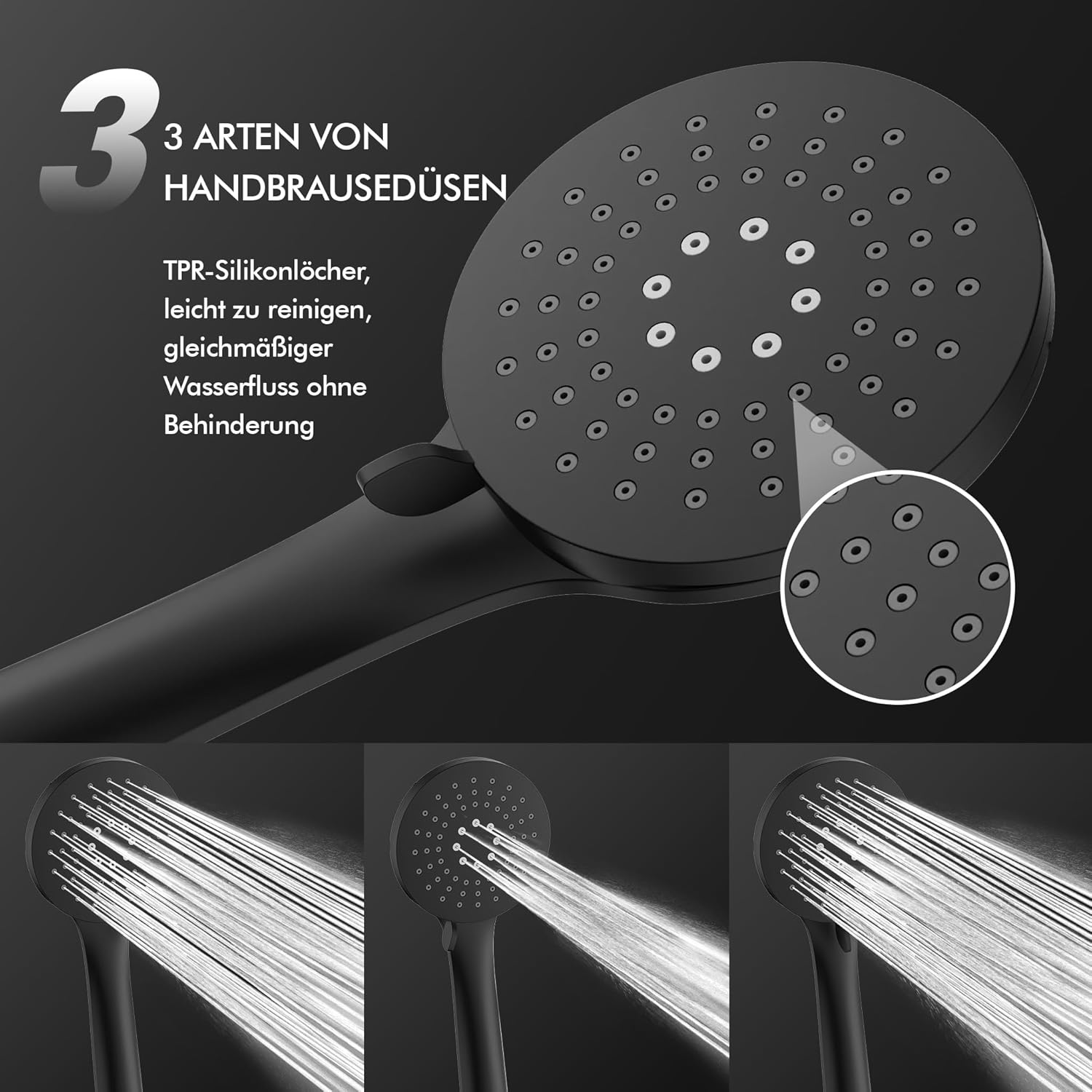 HOMELODY Duschsystem mit Thermostat und Duschablage  mit Rund Regendusche Duschkopf, 3 Strahlarten ABS Handbrause, Sicherheitssperre bei 38°C