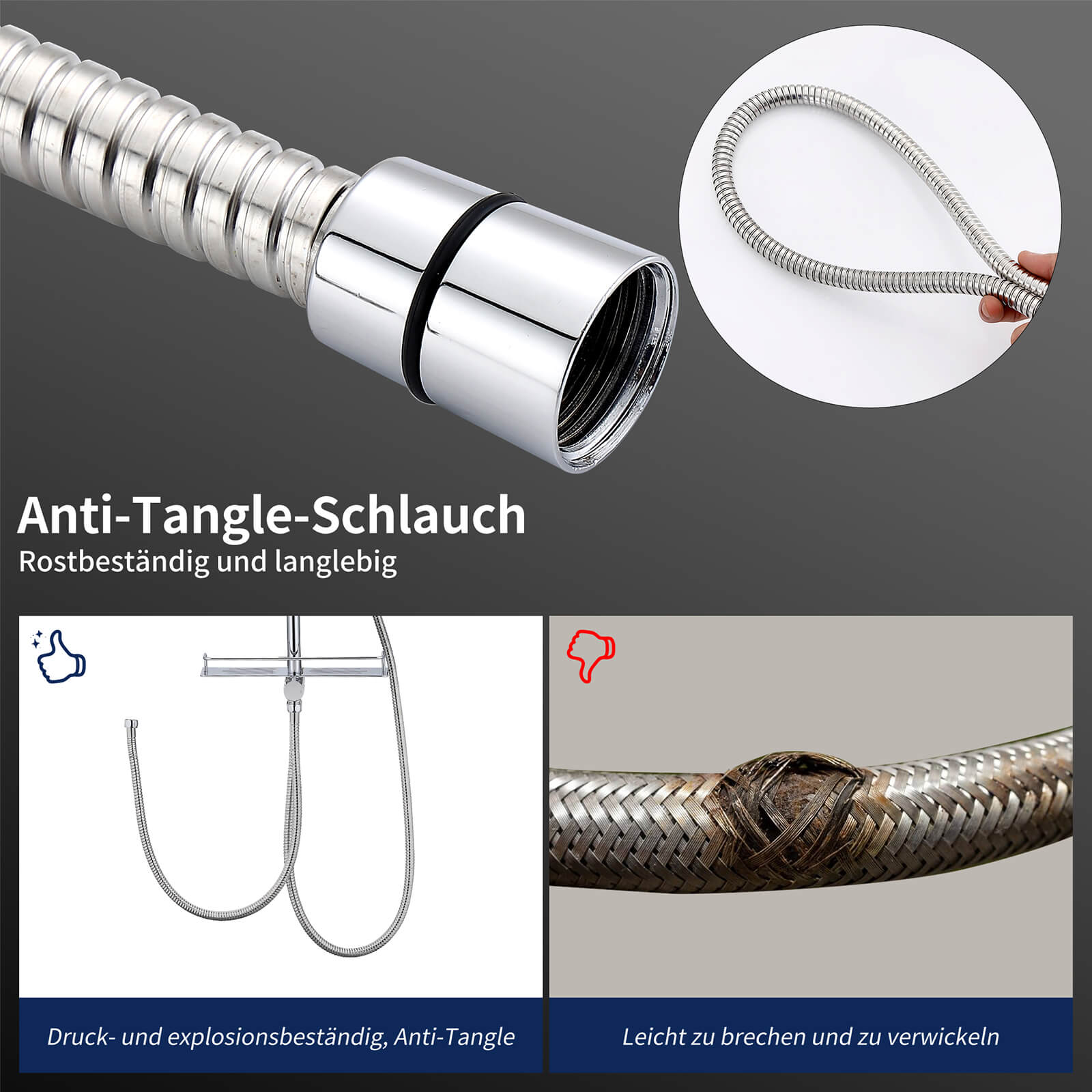 HOMELODY Edelstahl Duschsystem ohne Armatur, Regendusche set mit Ablage, Kopfbrause Rund 228mm, Handbrause mit 3 Strahlarten, Höhenverstellbar Chrom
