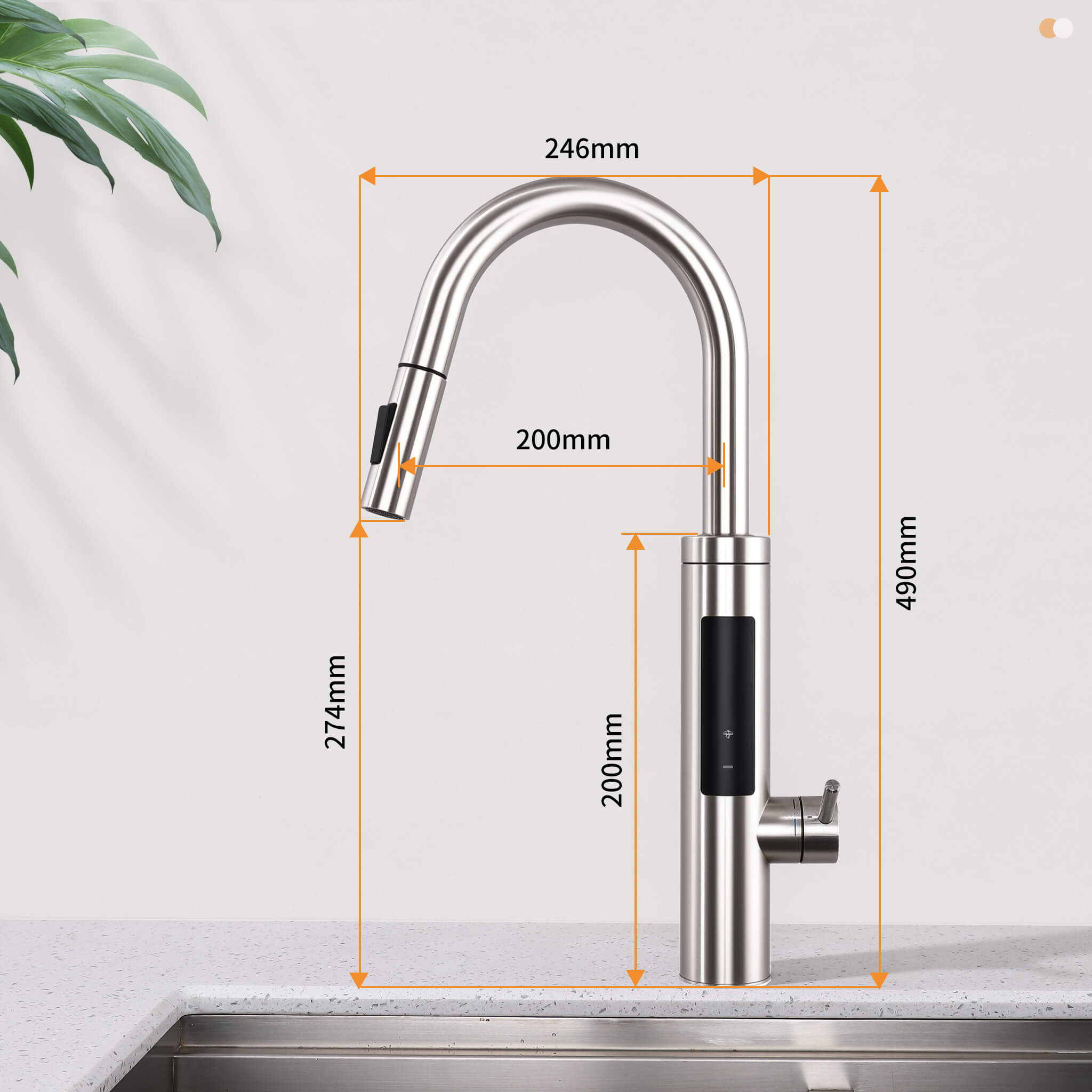 HOMELODY Elektrischer Wasserhahn mit Durchlauferhitzer, Wasserhahn 360° drehbar