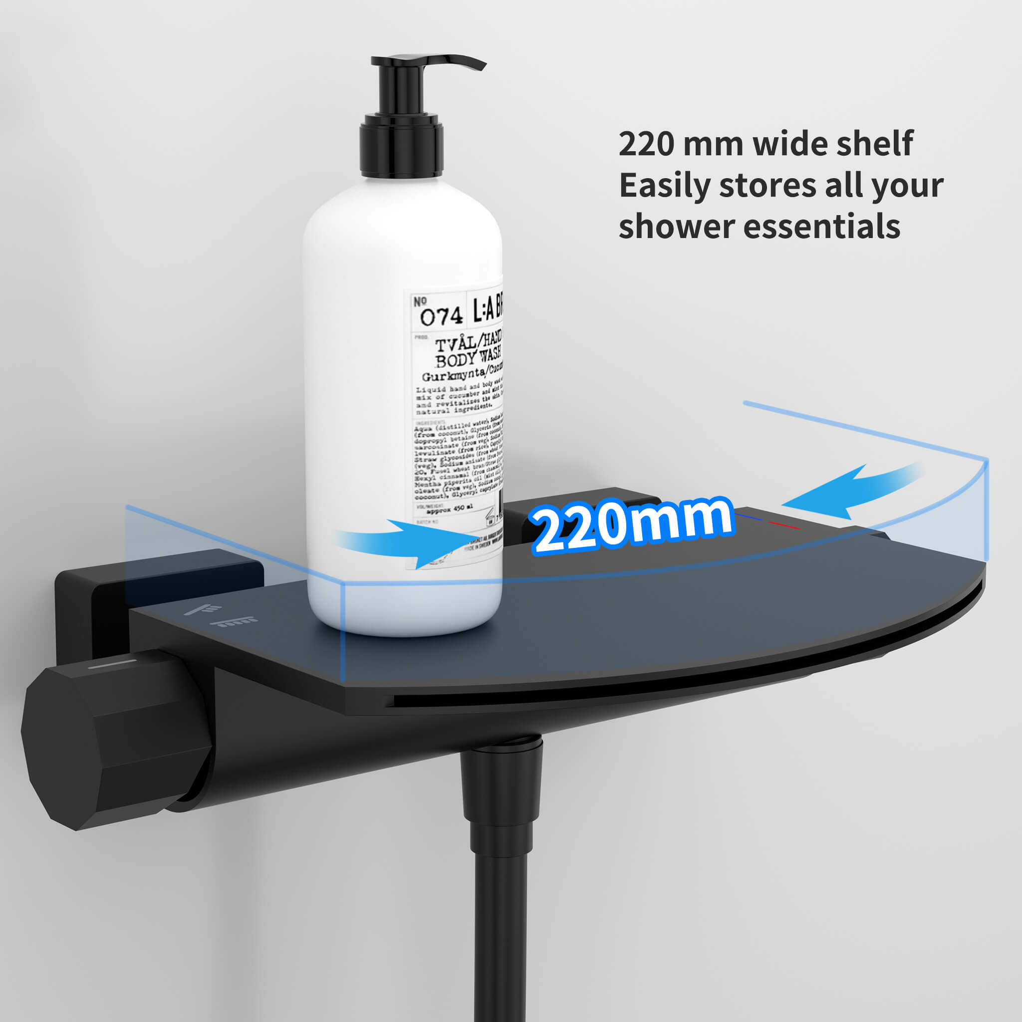 HOMELODY Schwarze Wasserfall-Badewannen-Mischbatterie mit 4-Funktions-Handbrause
