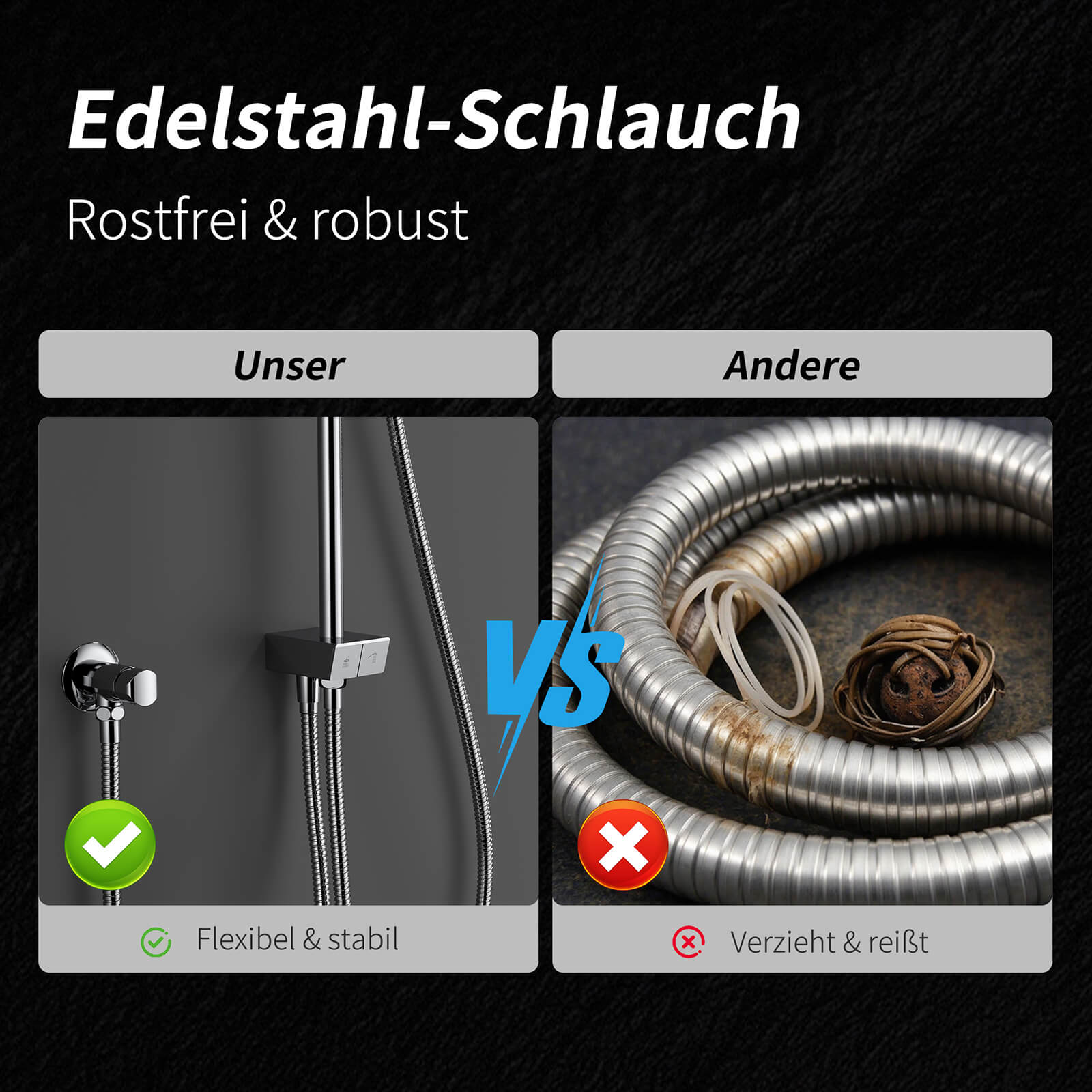 HOMELODY Duschsystem ohne Armatur mit Klavierschaltern, Duscharmatur Komplettset, Regenwalddusche Höhenverstellbar Duschstange