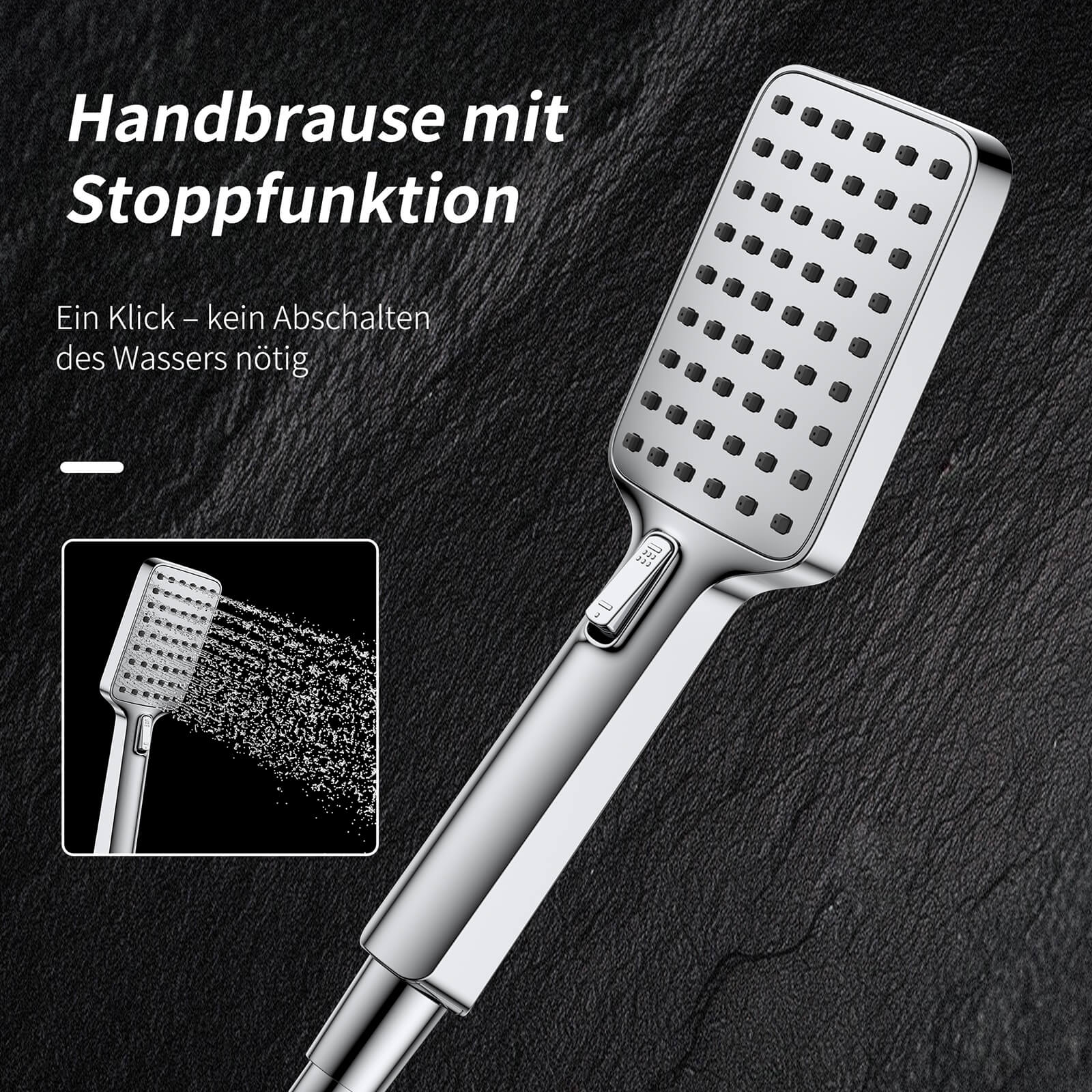 HOMELODY Duschsystem ohne Armatur mit Klavierschaltern, Duscharmatur Komplettset, Regenwalddusche Höhenverstellbar Duschstange