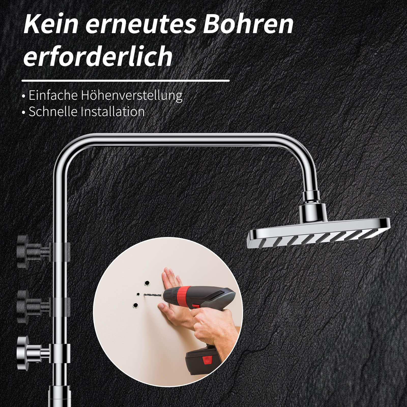 HOMELODY Duschsystem ohne Armatur mit Klavierschaltern, Duscharmatur Komplettset, Regenwalddusche Höhenverstellbar Duschstange