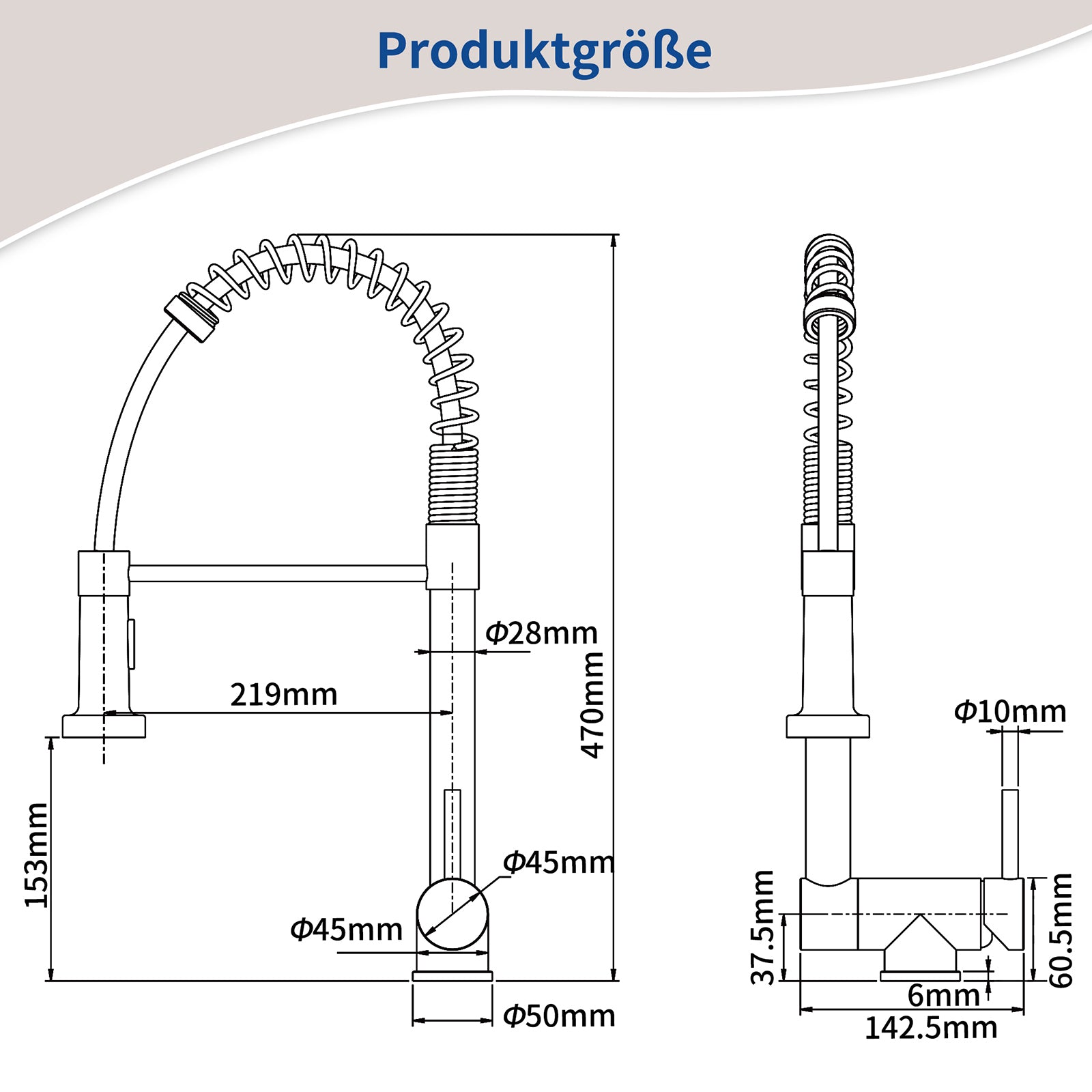 Homelody Küchenarmatur Vorfenster Wasserhahn, 360° Drehbare, Unterfenster Klappbar 180°