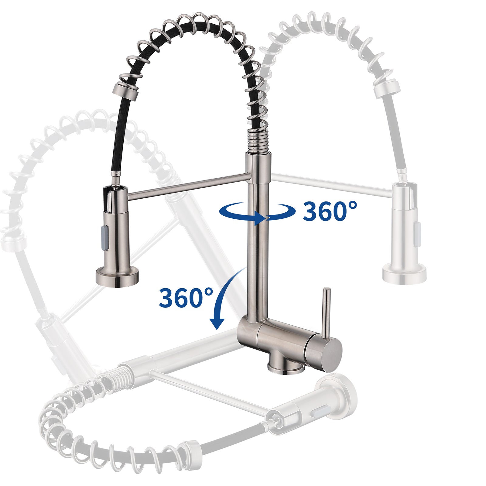 Homelody Küchenarmatur Vorfenster Wasserhahn, 360° Drehbare, Unterfenster Klappbar 180°