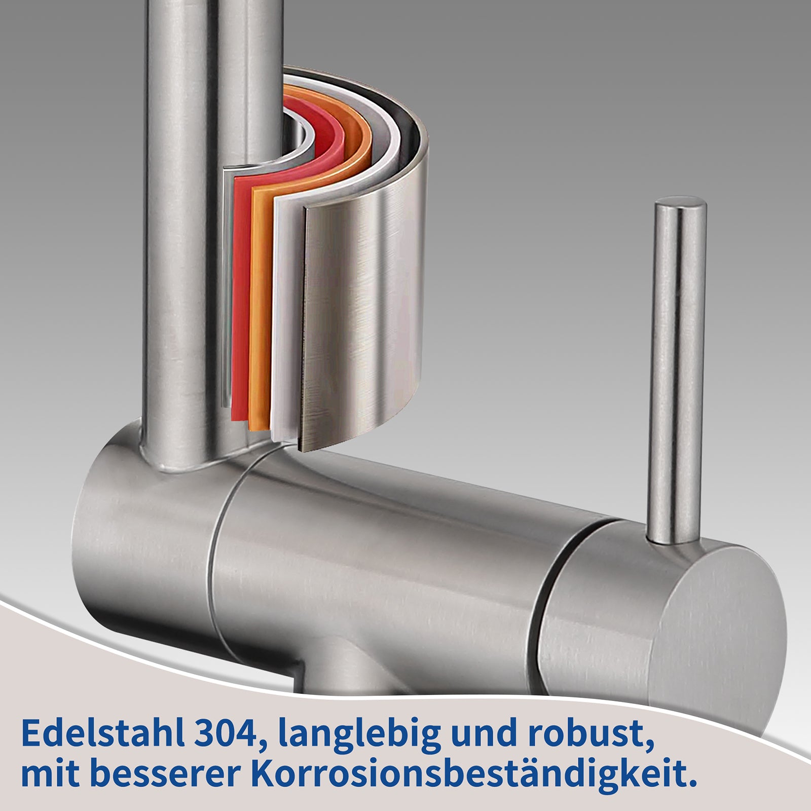 Homelody Küchenarmatur Vorfenster Wasserhahn, 360° Drehbare, Unterfenster Klappbar 180°