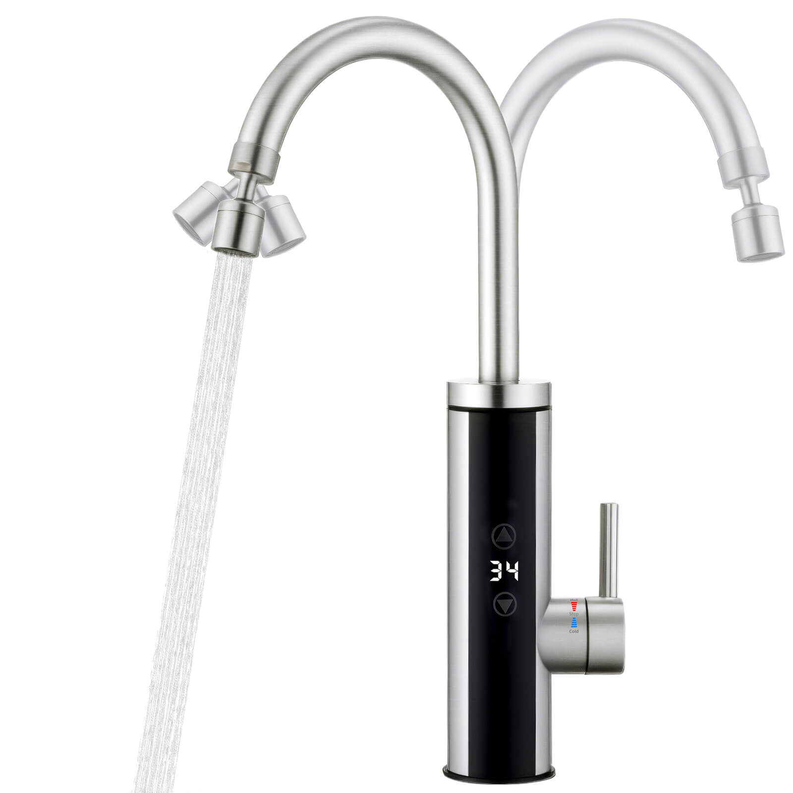 Homelody Küchenarmatur mit Durchlauferhitzer, Wasserhahn 360° drehbar, 3-Stufen Touchregelung