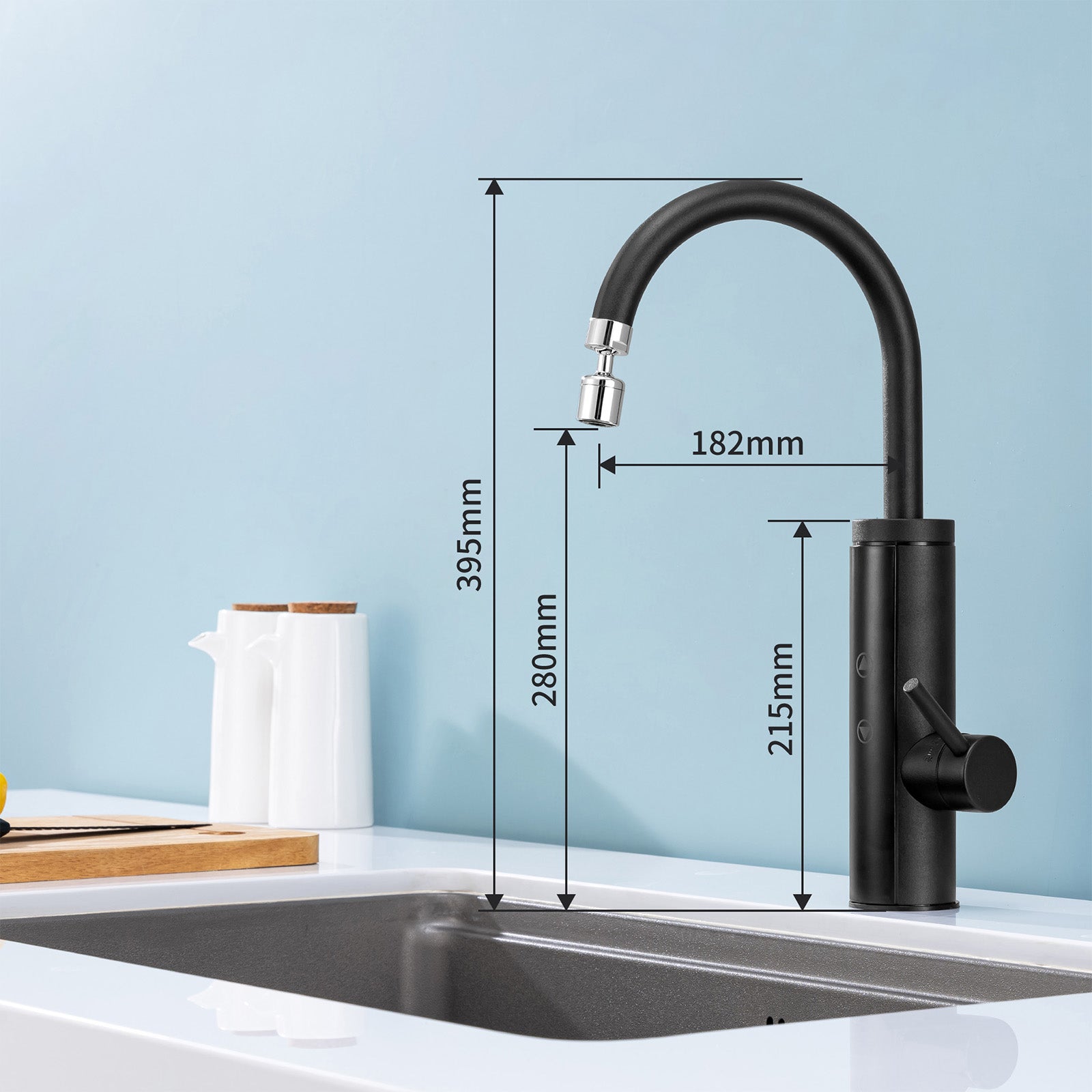 Homelody Küchenarmatur mit Durchlauferhitzer, Wasserhahn 360° drehbar, 3-Stufen Touchregelung