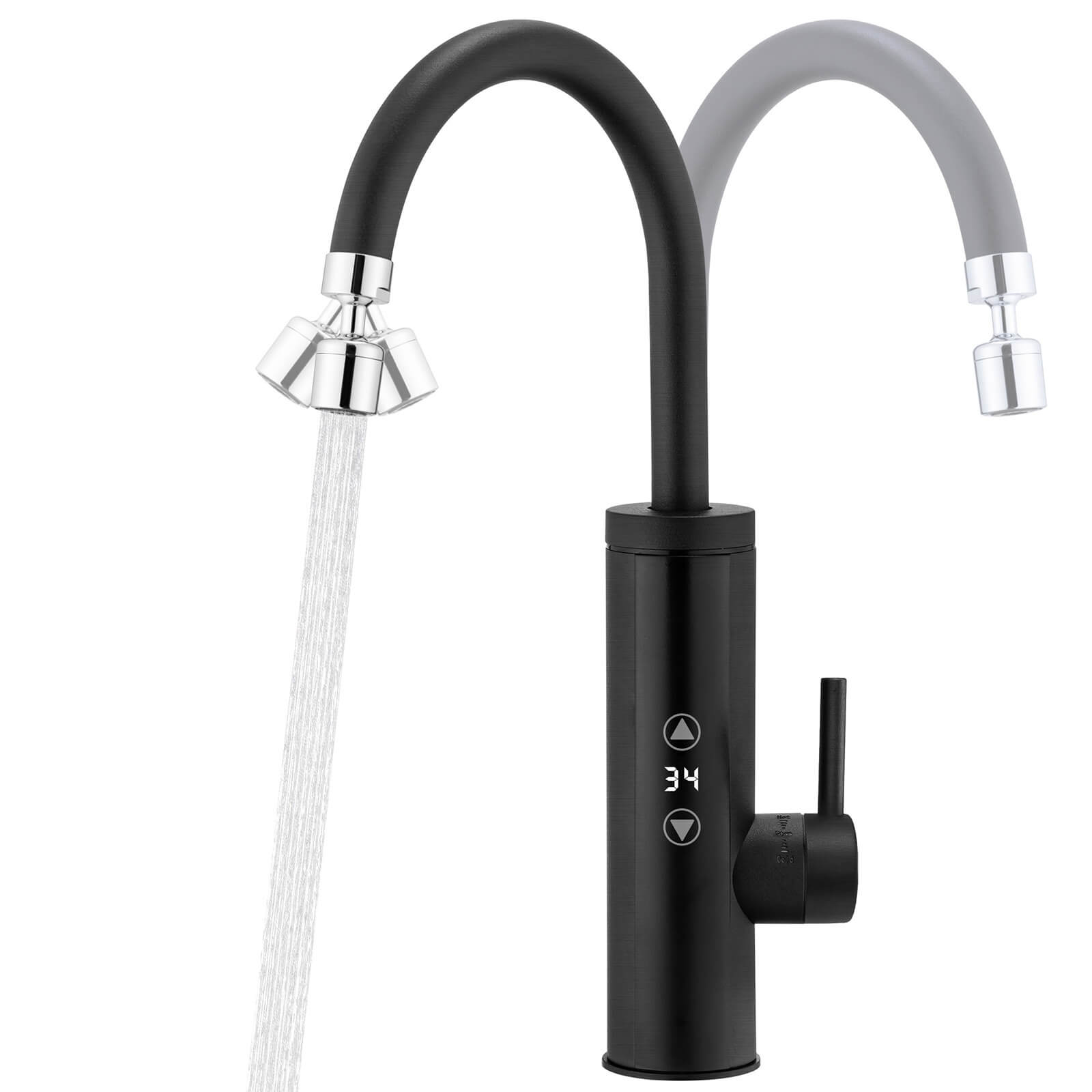 Homelody Küchenarmatur mit Durchlauferhitzer, Wasserhahn 360° drehbar, 3-Stufen Touchregelung