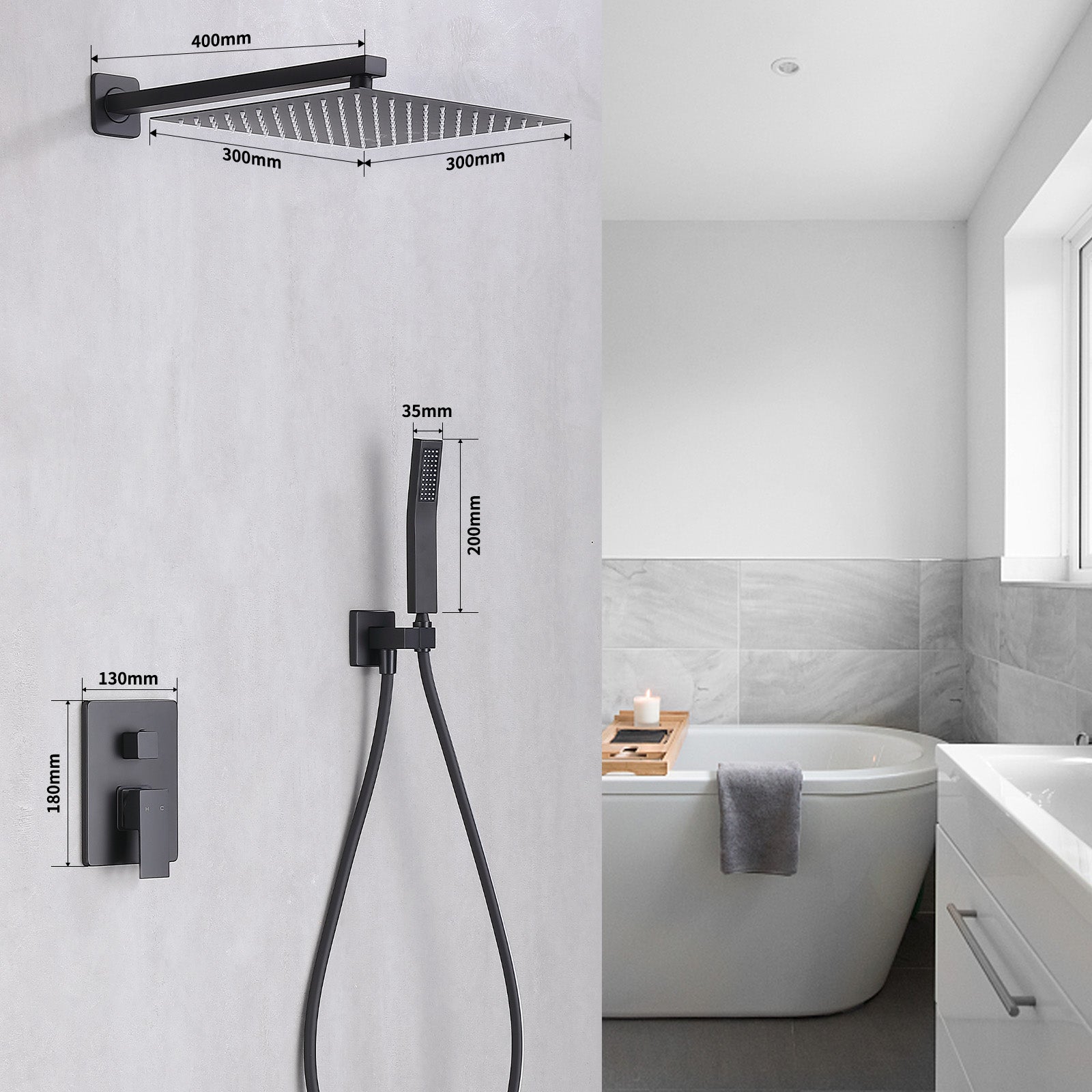 Homelody Unterputz Duschsystem aus Messing, 12 Zoll Kopfbrause Dusche