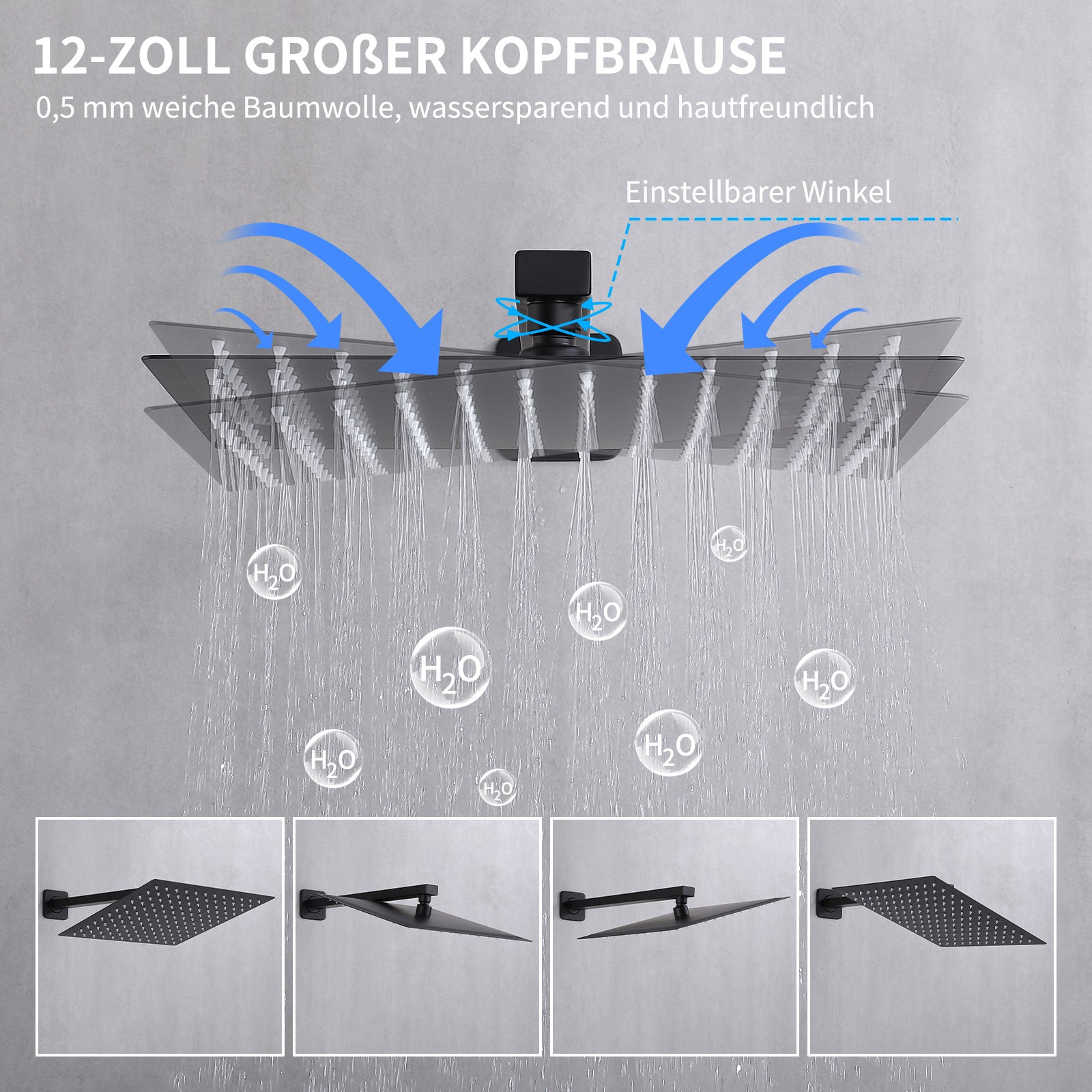 Homelody Unterputz Duschsystem aus Messing, 12 Zoll Kopfbrause Dusche