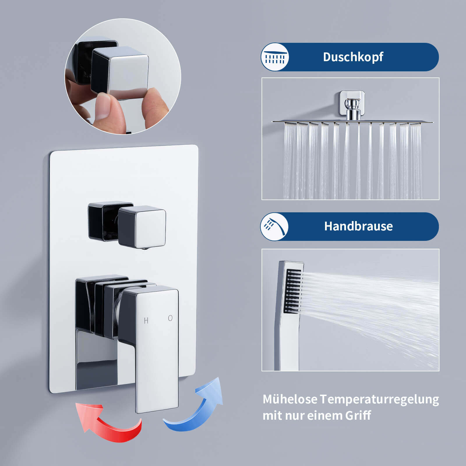 Homelody Unterputz Duschsystem aus Messing, 12 Zoll Kopfbrause Dusche