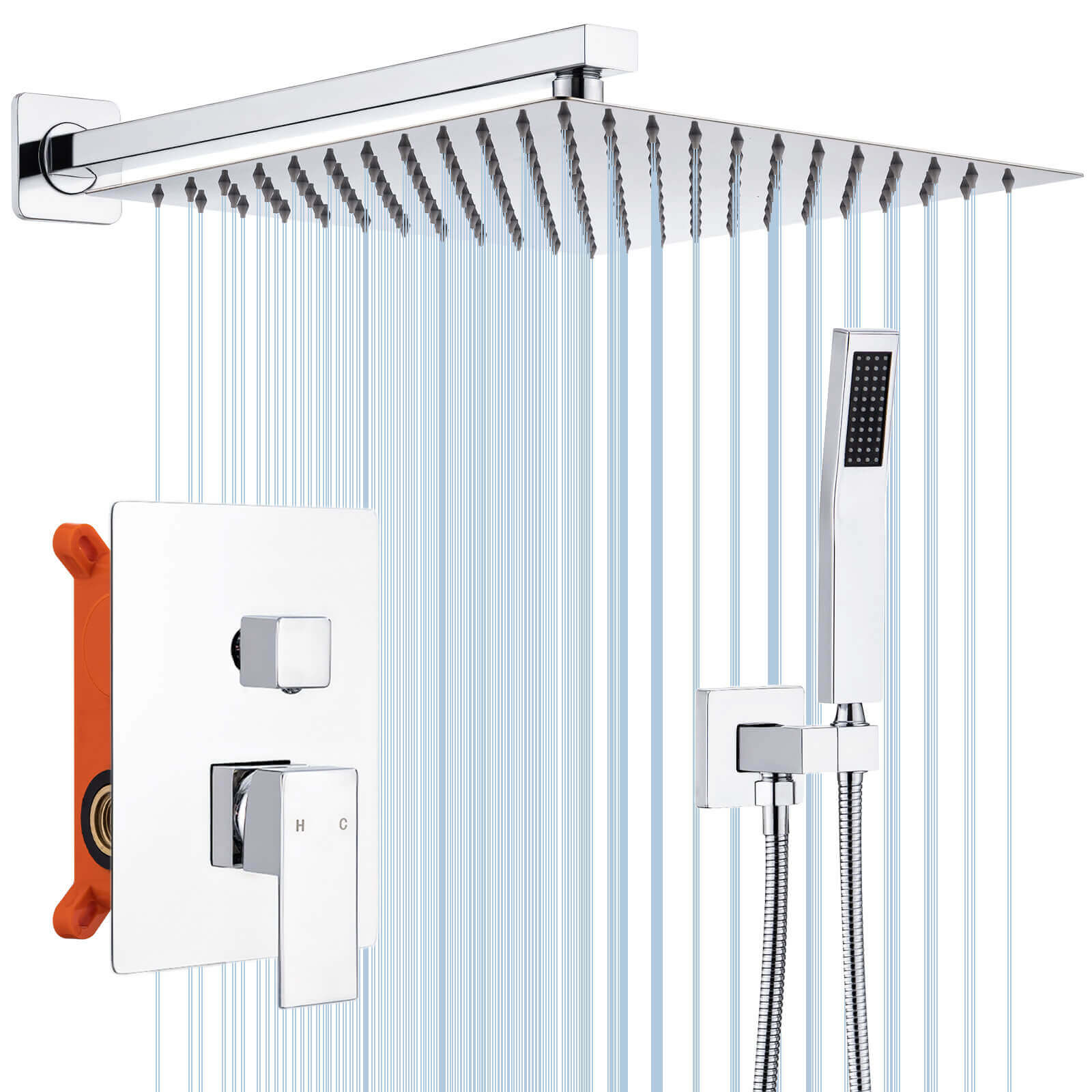 Homelody Unterputz Duschsystem aus Messing, 12 Zoll Kopfbrause Dusche