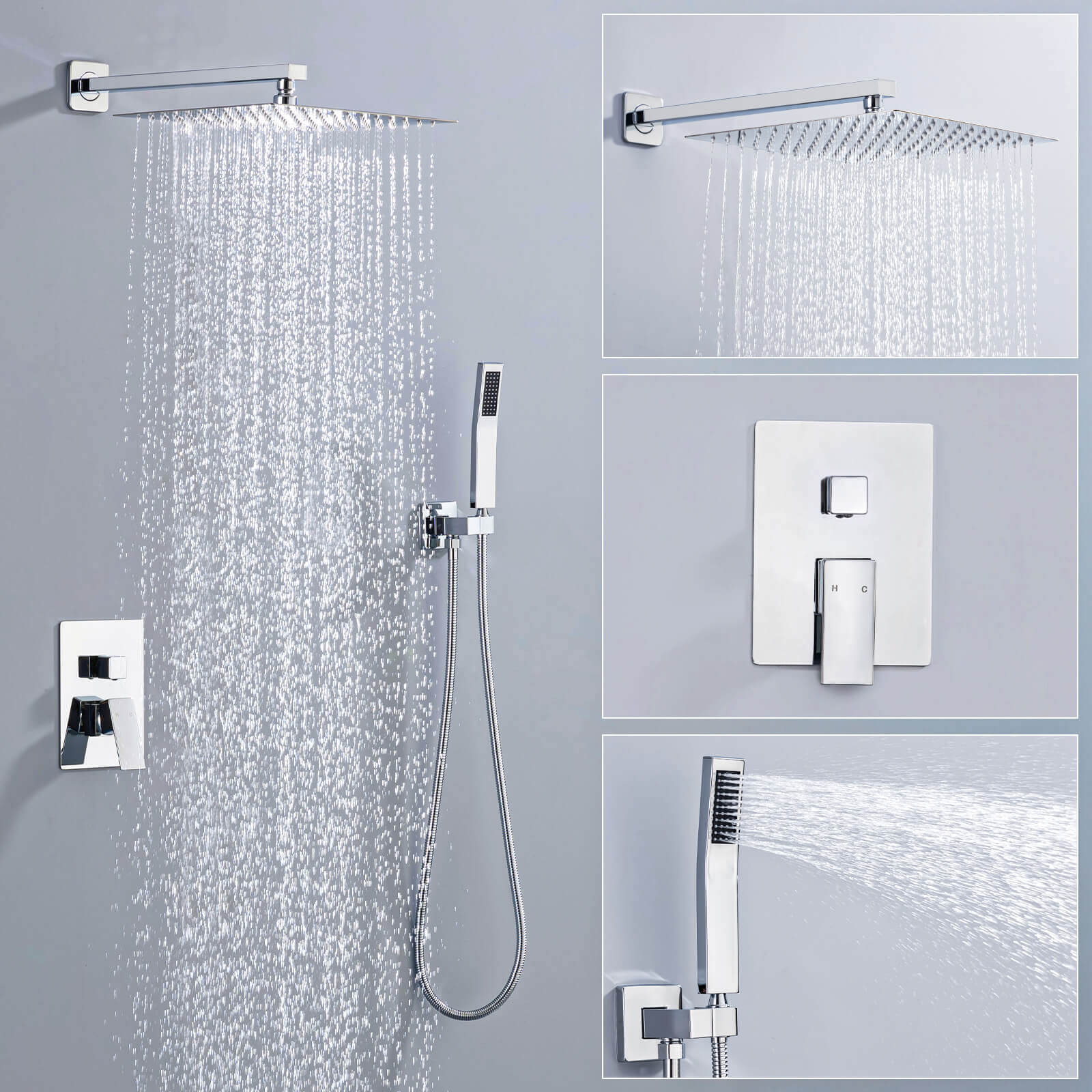 Homelody Unterputz Duschsystem aus Messing, 12 Zoll Kopfbrause Dusche