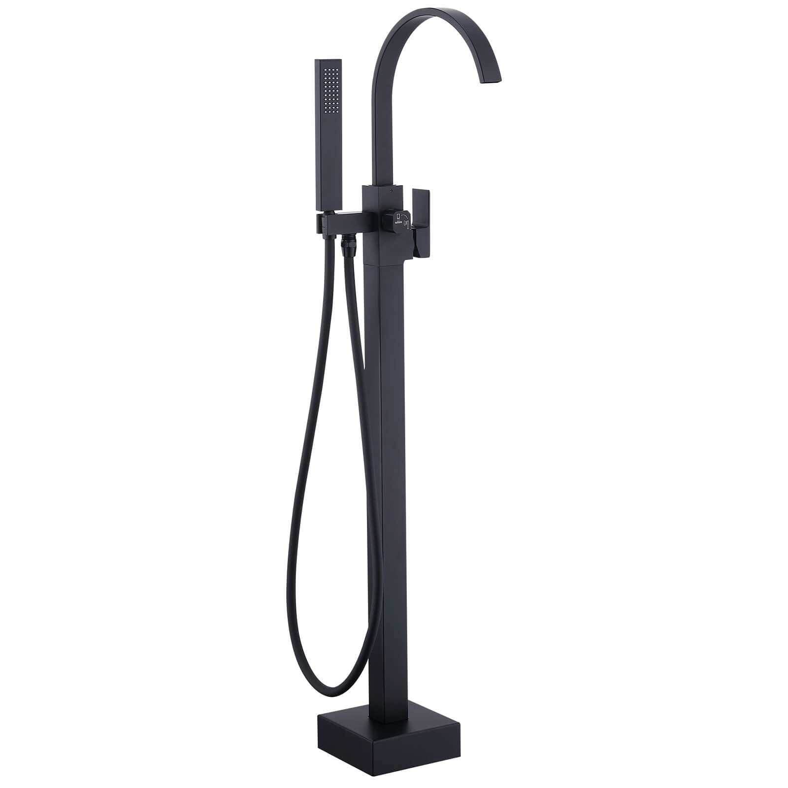 Homelody Wannenarmatur Schwarz freistehende Wannenarmatur Messing mit Handbrause & Wasserfall