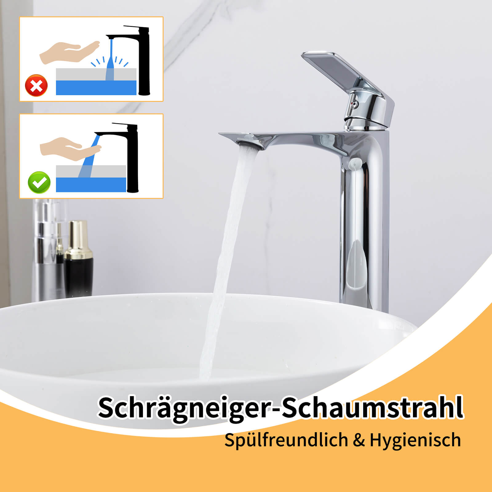 Homelody Waschtischarmatur Hohe Auslaufhöhe waschtischarmatur bad Waschbecken-Armatur