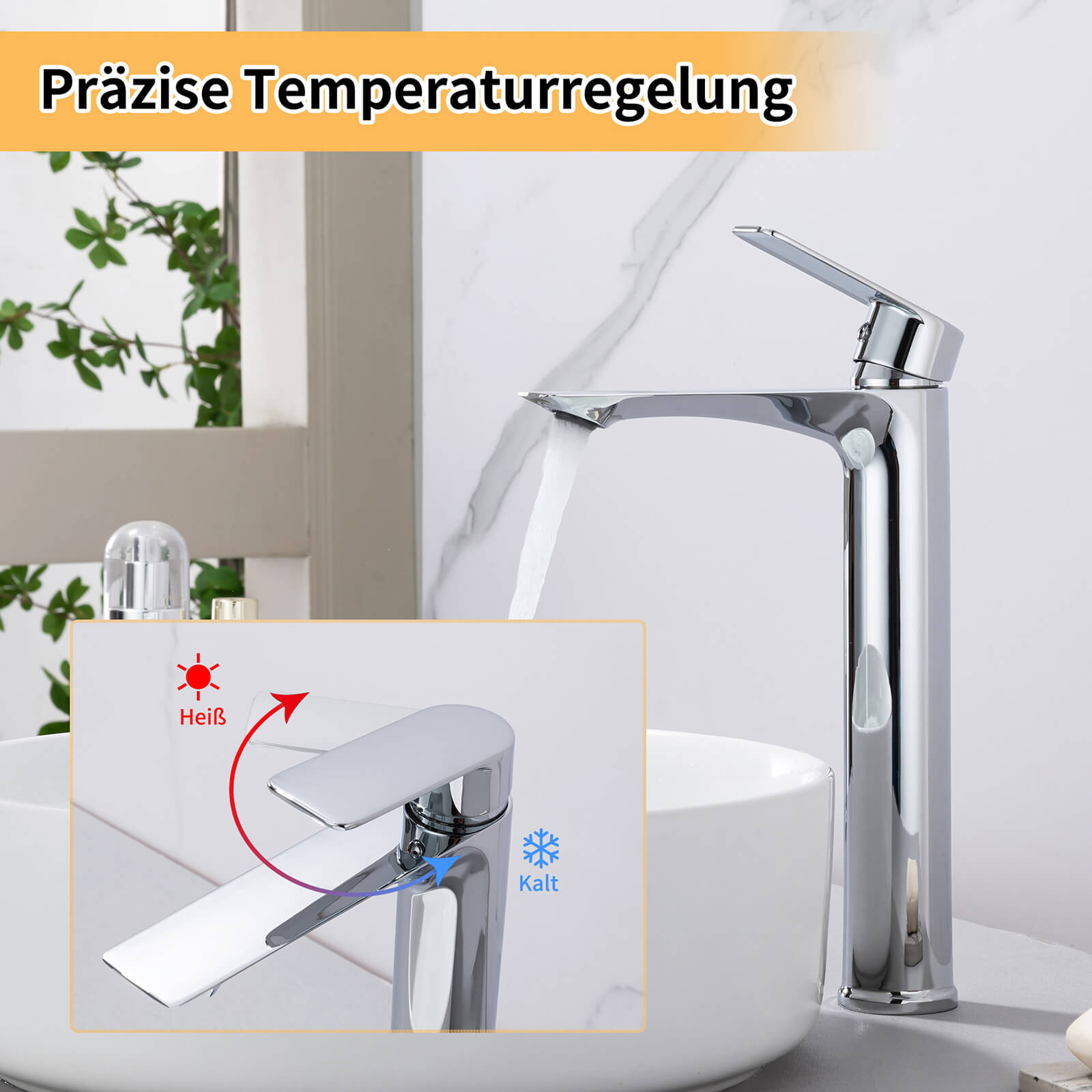 Homelody Waschtischarmatur Hohe Auslaufhöhe waschtischarmatur bad Waschbecken-Armatur
