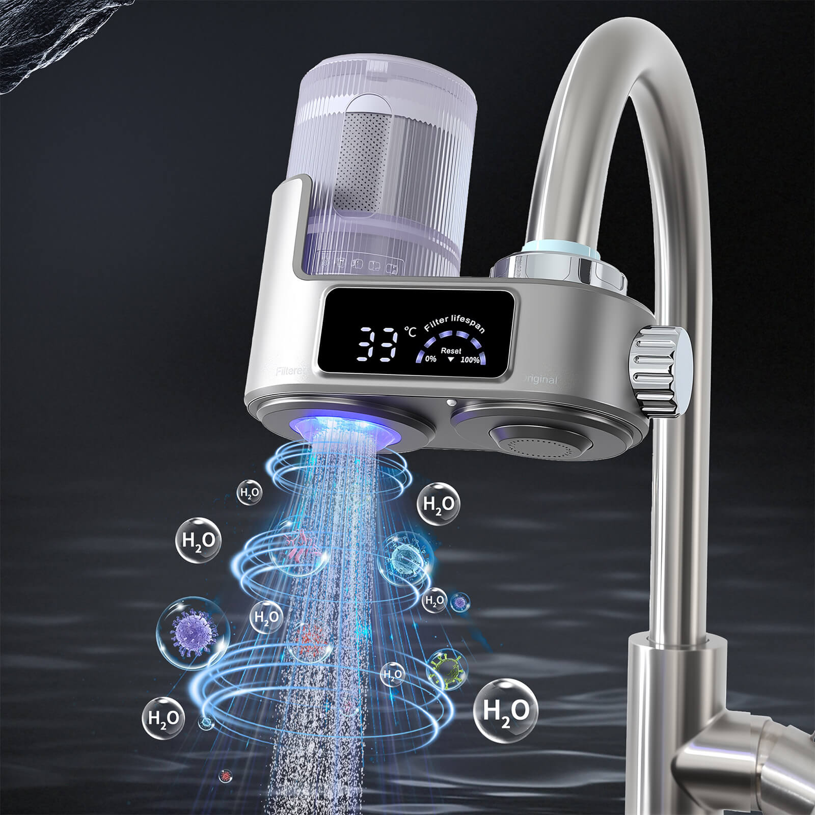 Homelody Wasserhahnfilter Wasserhahn Wasserfilter mit Blaulicht Heimküchen Wasserfilter