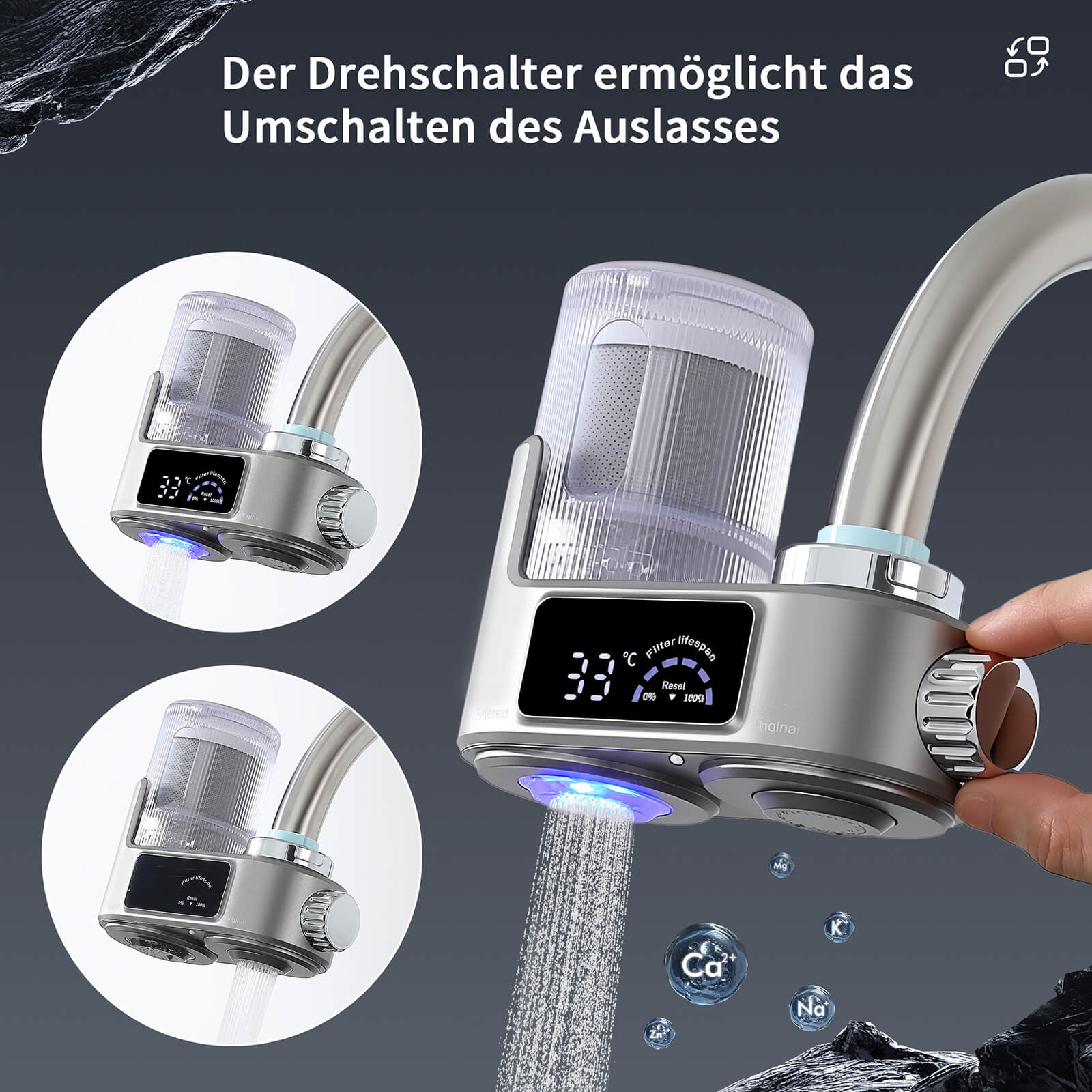 Homelody Wasserhahnfilter Wasserhahn Wasserfilter mit Blaulicht Heimküchen Wasserfilter