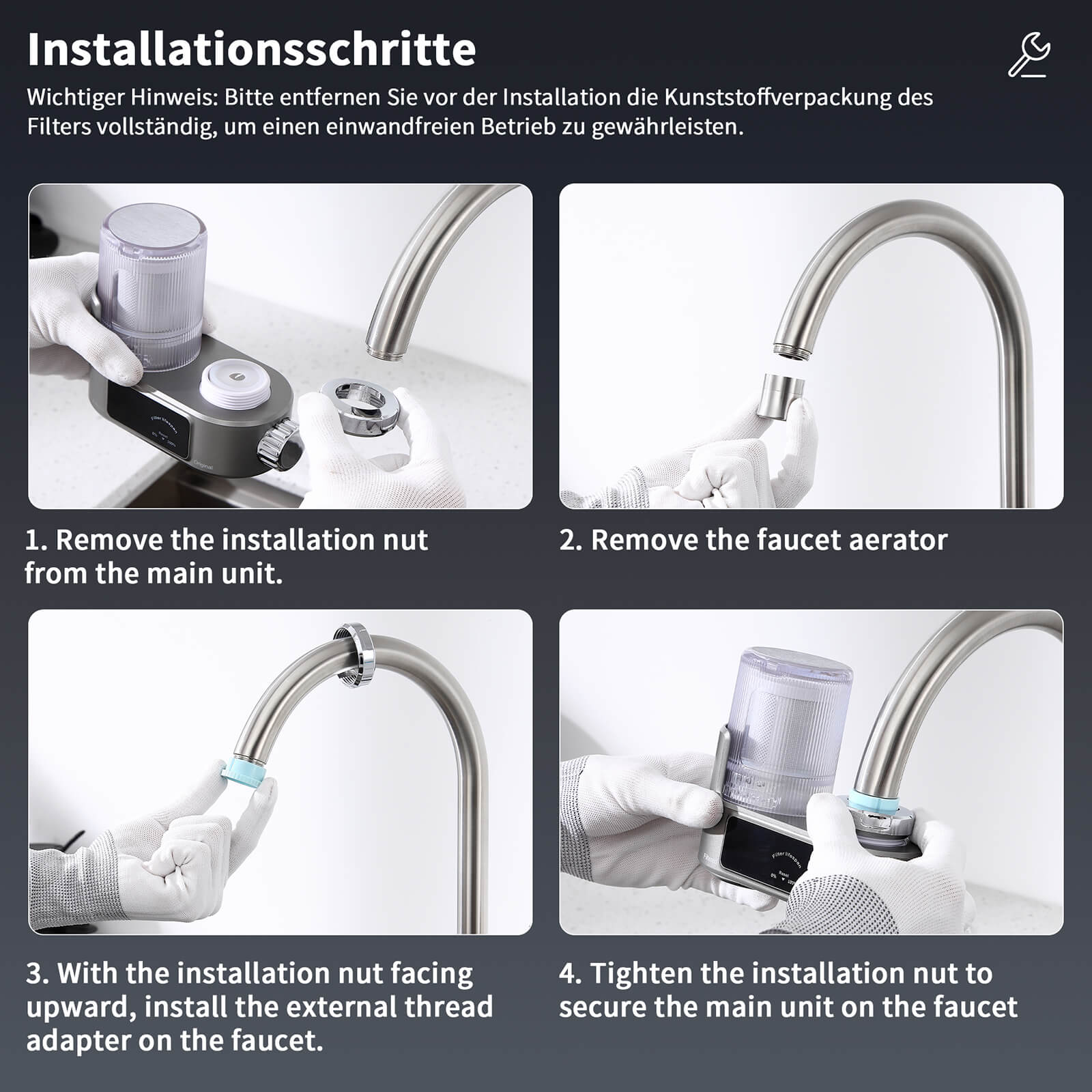 Homelody Wasserhahnfilter Wasserhahn Wasserfilter mit Blaulicht Heimküchen Wasserfilter